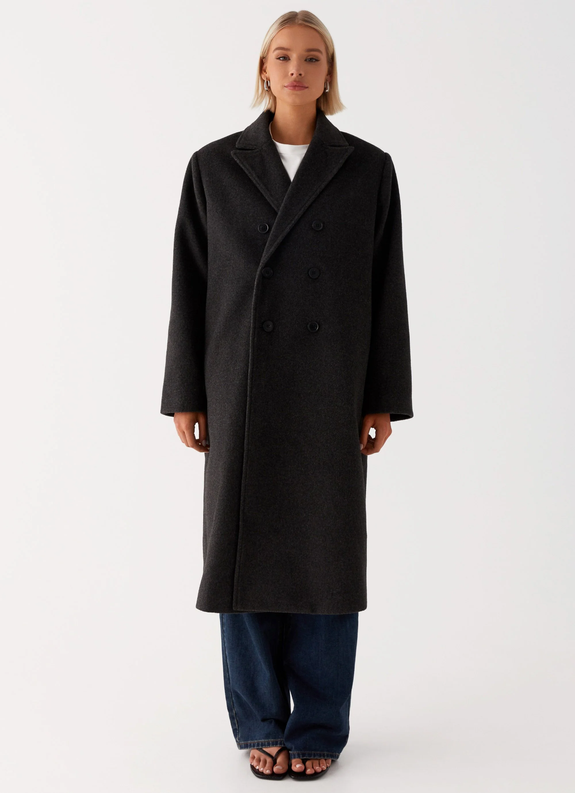 Gianni Double Breast Coat - Charcoal - Image 2
