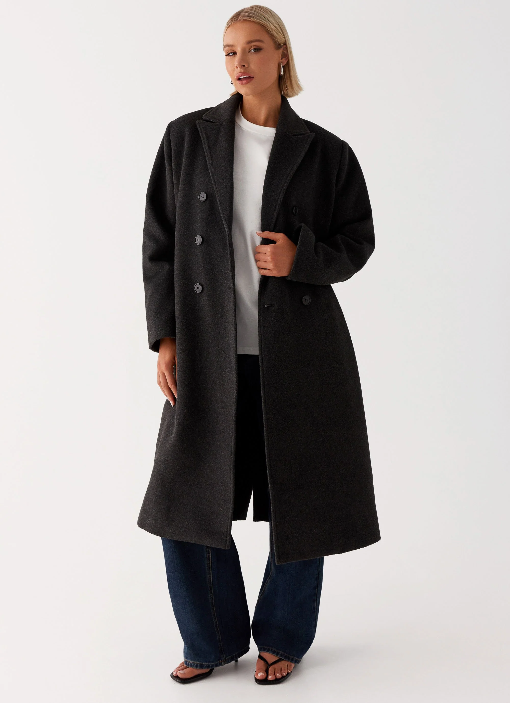 Gianni Double Breast Coat - Charcoal - Image 5