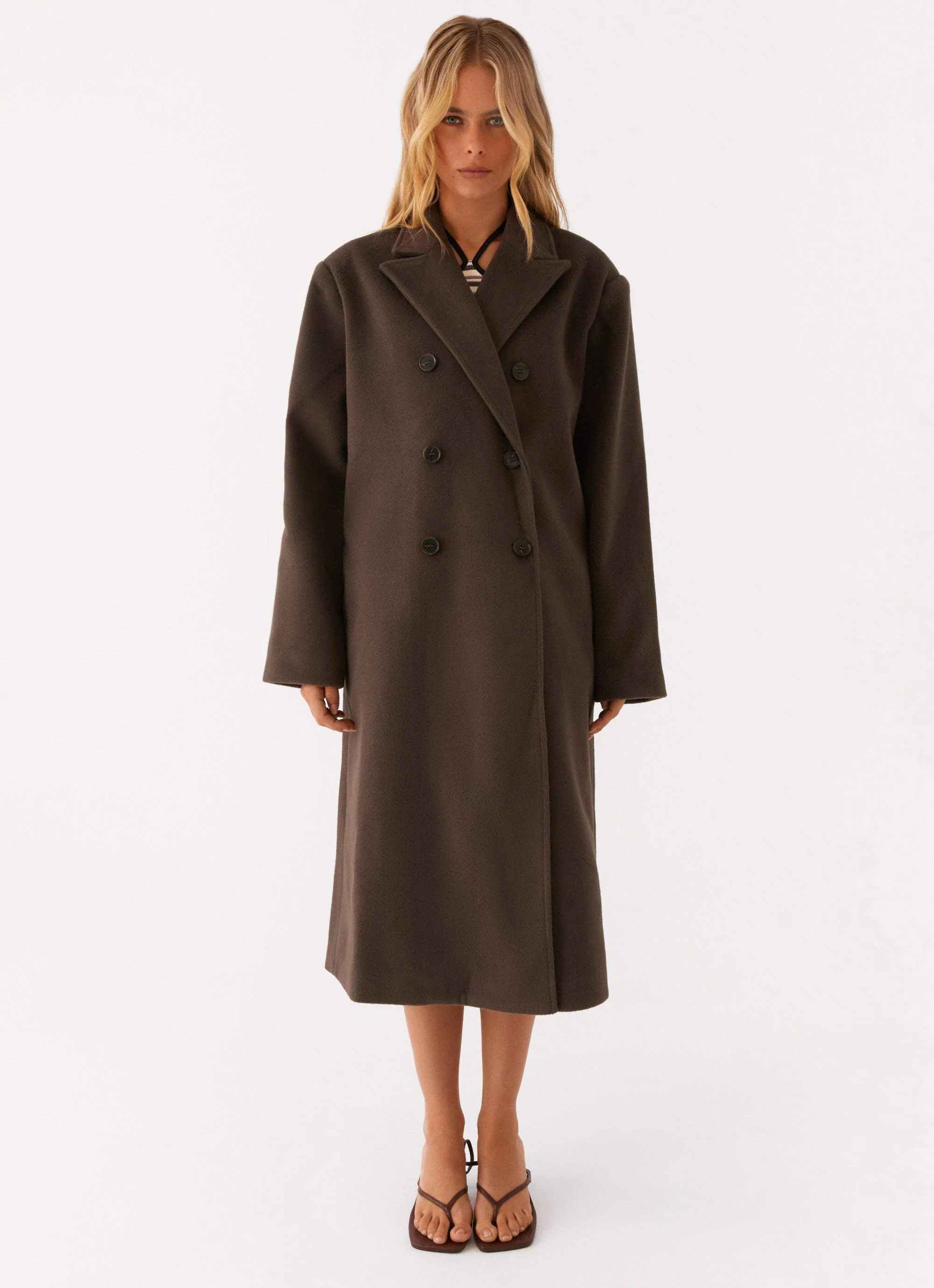 Gianni Double Breast Coat - Chocolate - Image 2