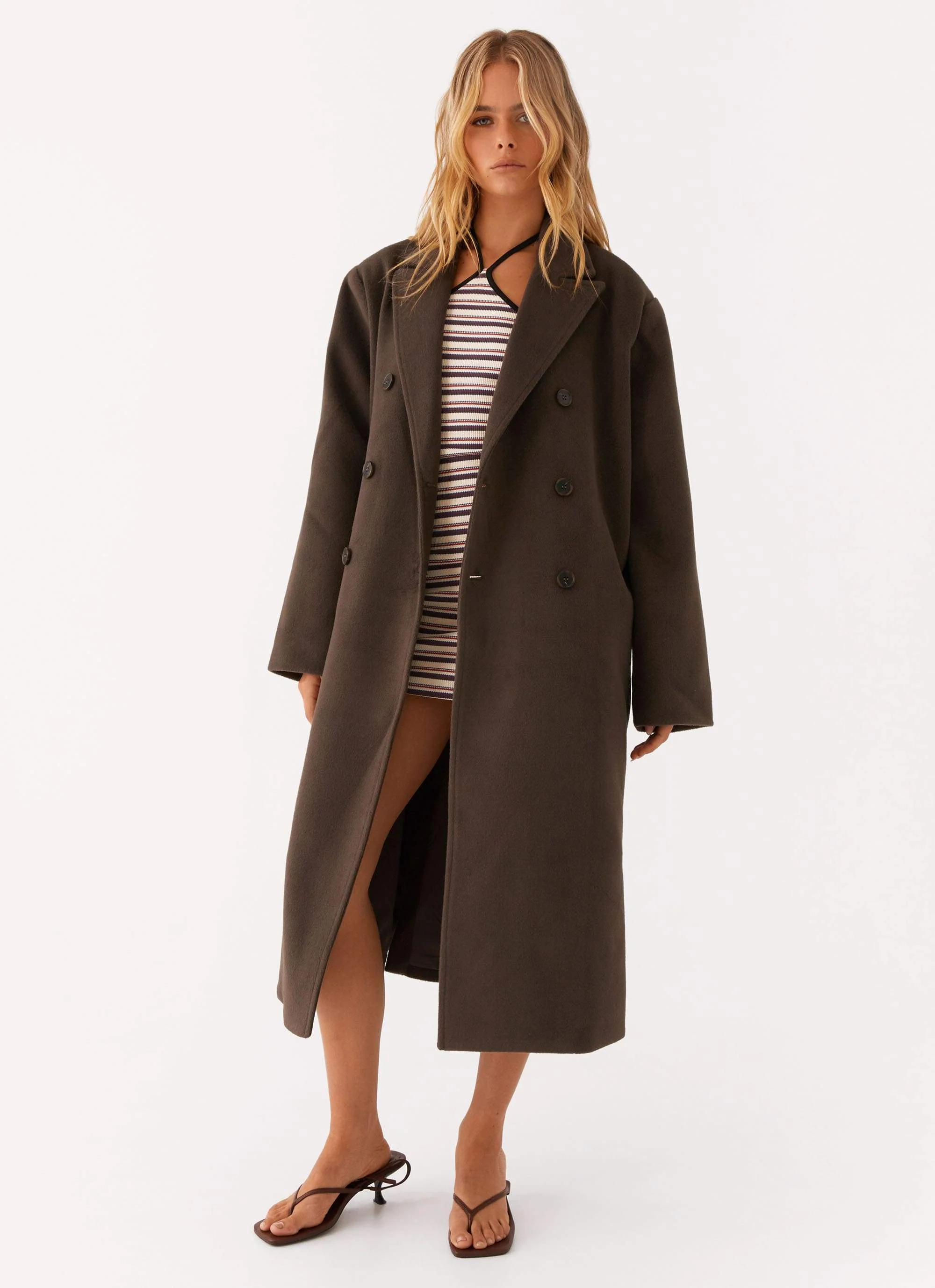 Gianni Double Breast Coat - Chocolate - Image 6