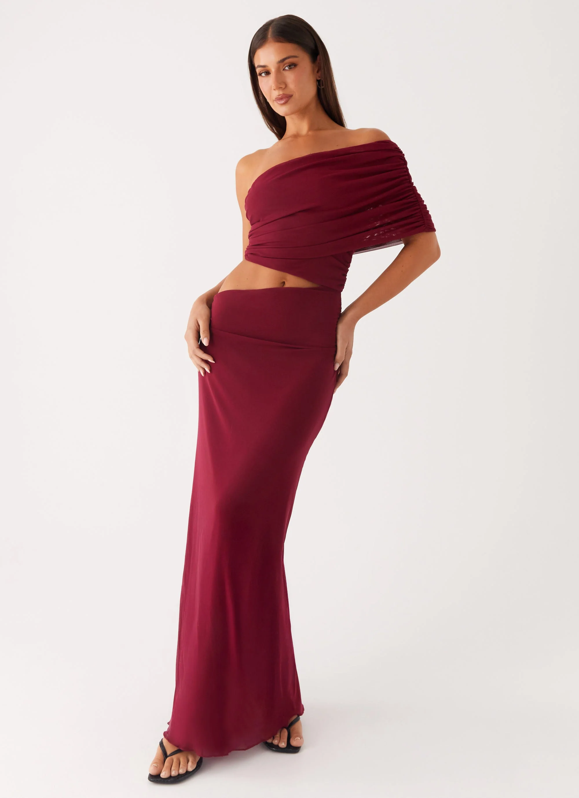 Gillian Maxi Dress - Maroon - Image 4