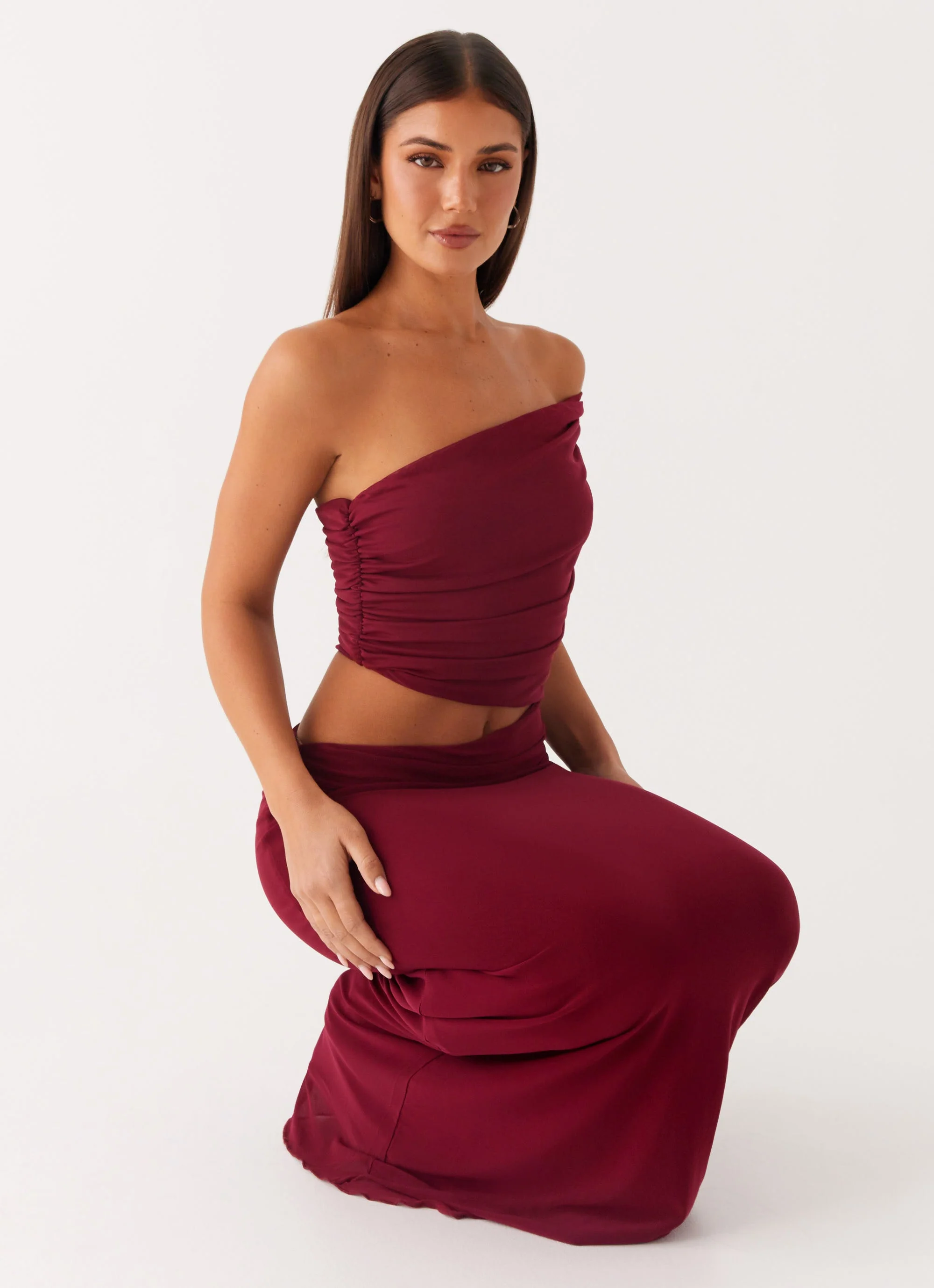 Gillian Maxi Dress - Maroon - Image 5
