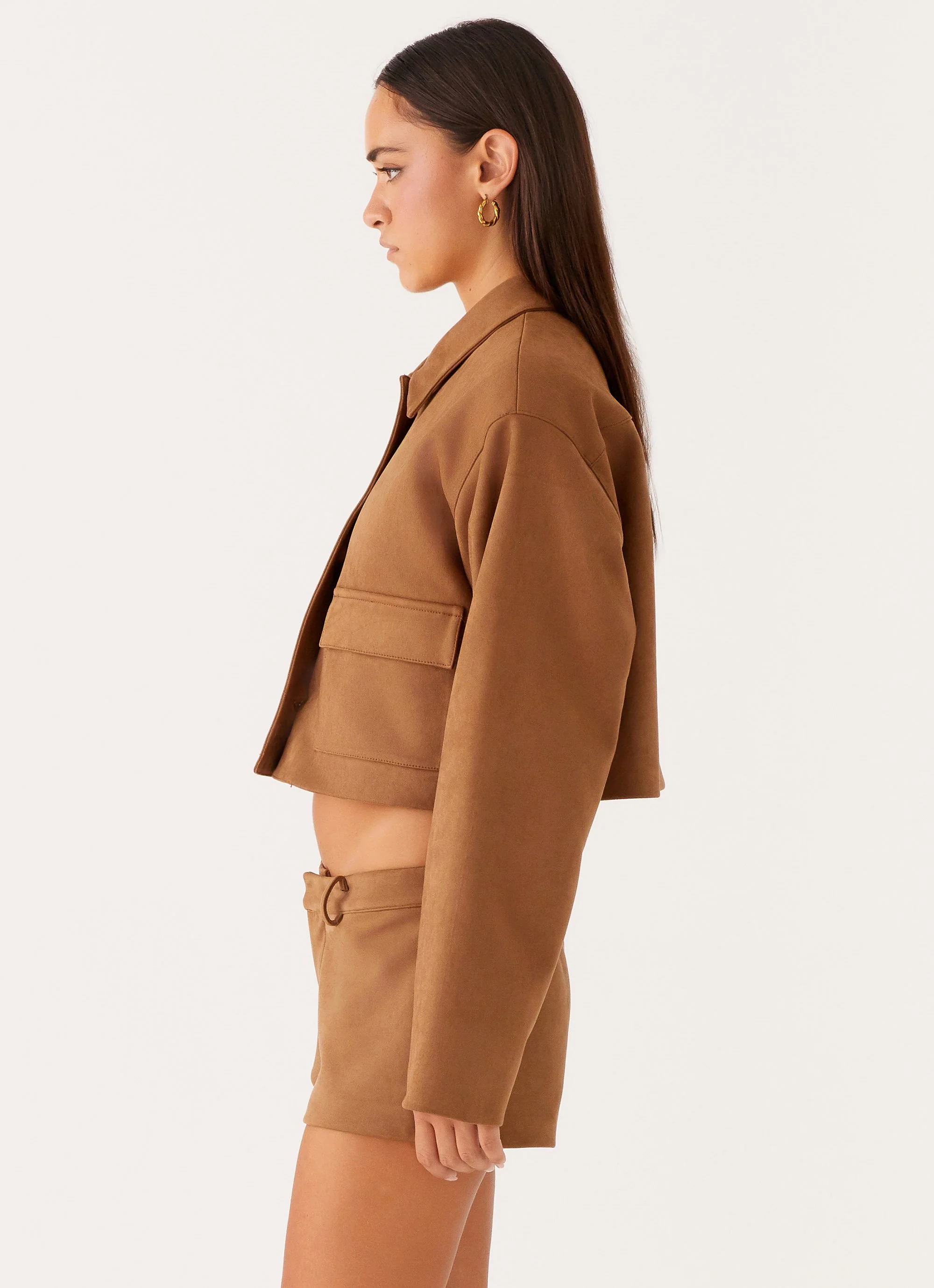 Gio Crop Jacket - Brown - Image 4