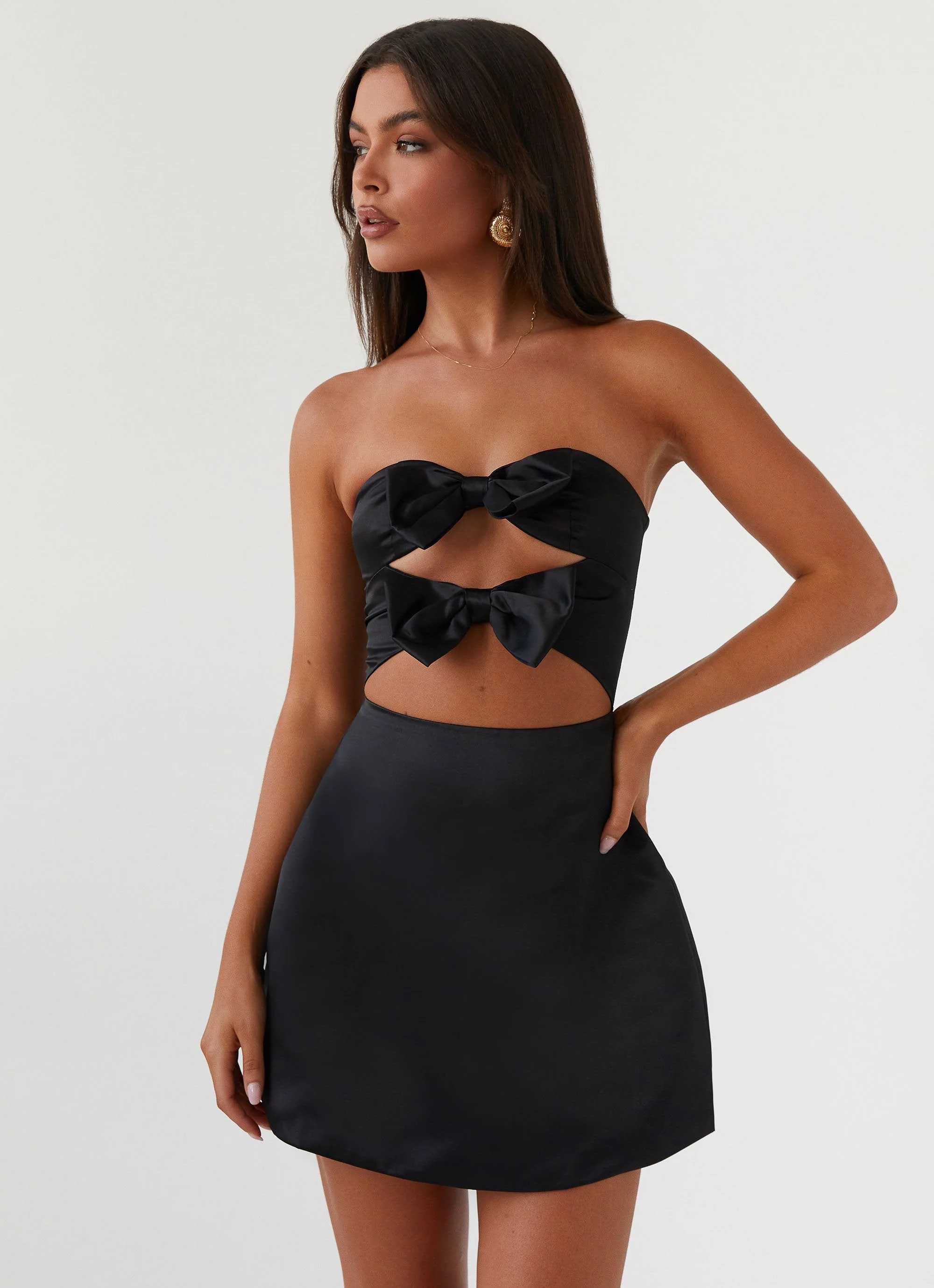 Girl Crush Bow Mini Dress - Black - Image 5