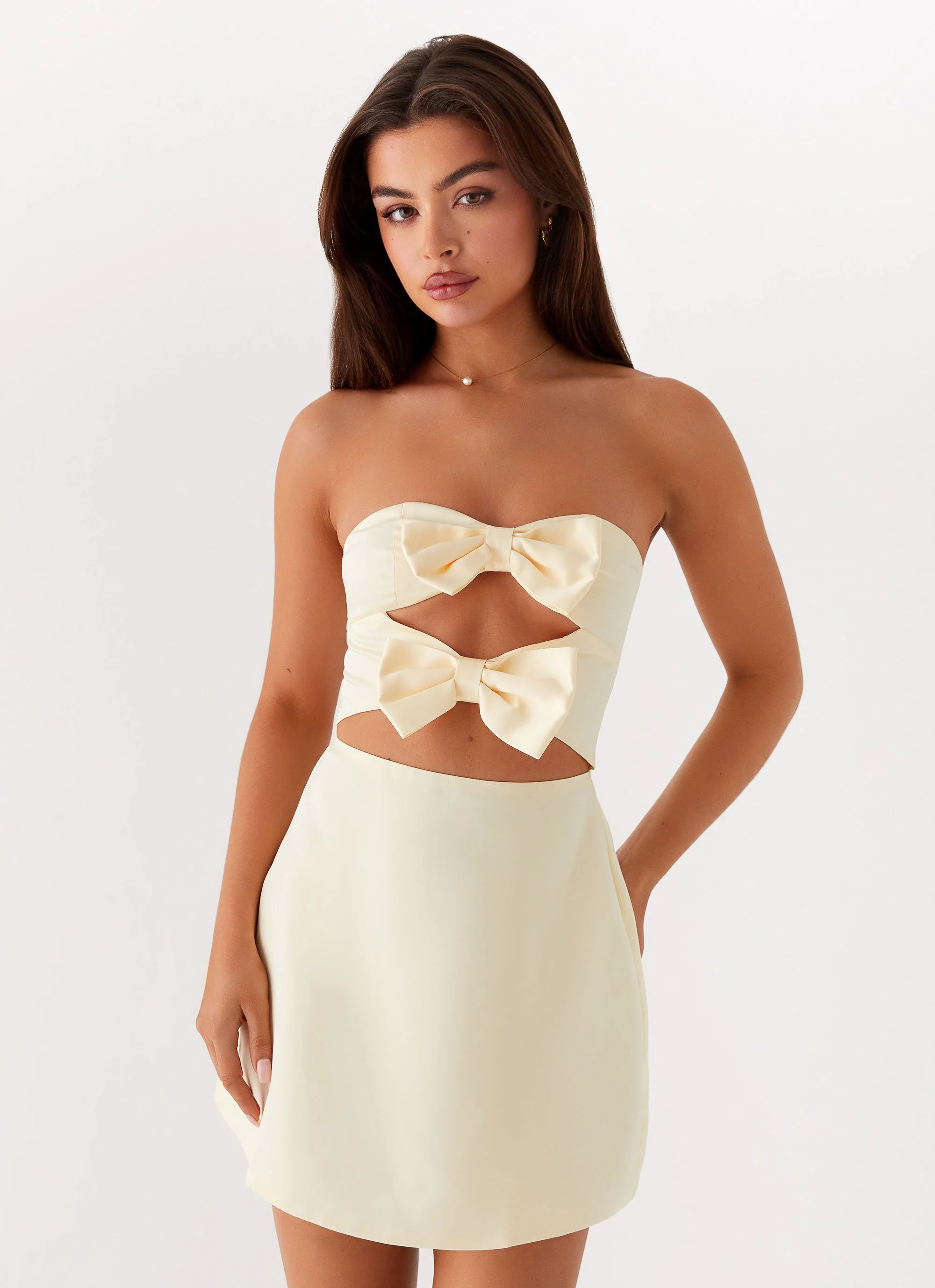 Girl Crush Bow Mini Dress - Lemon - Image 5