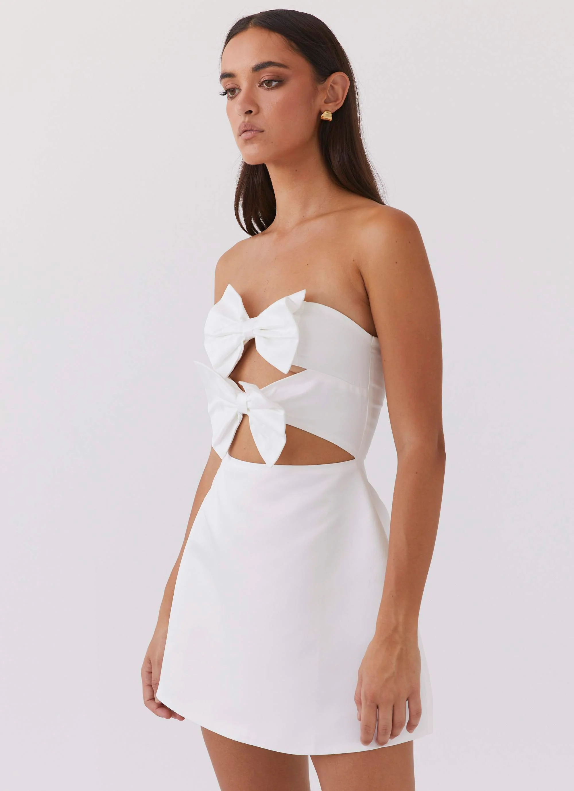 Girl Crush Bow Mini Dress - White - Image 3