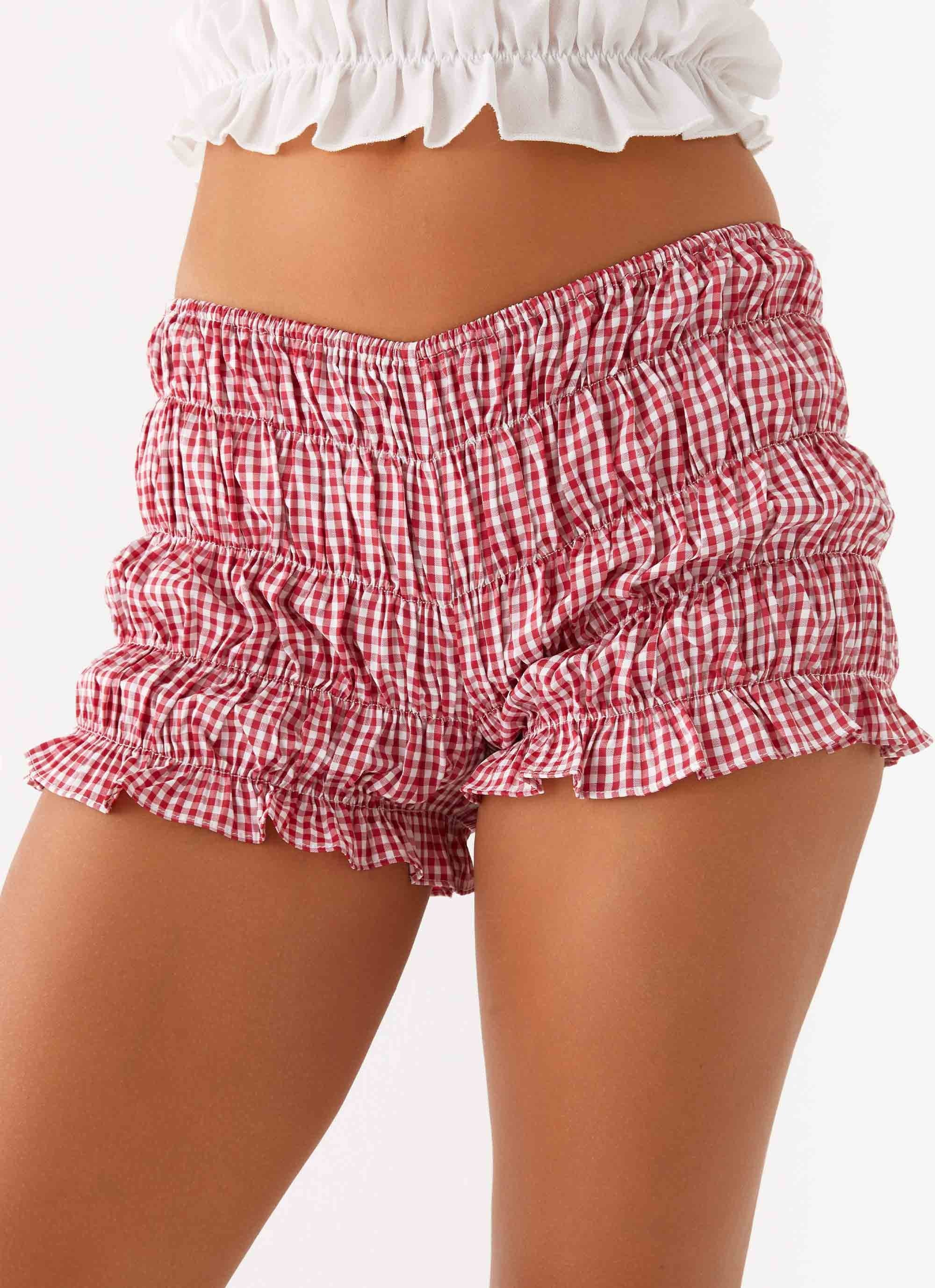 Girls Like Us Ruched Mini Shorts - Gingham - Image 6