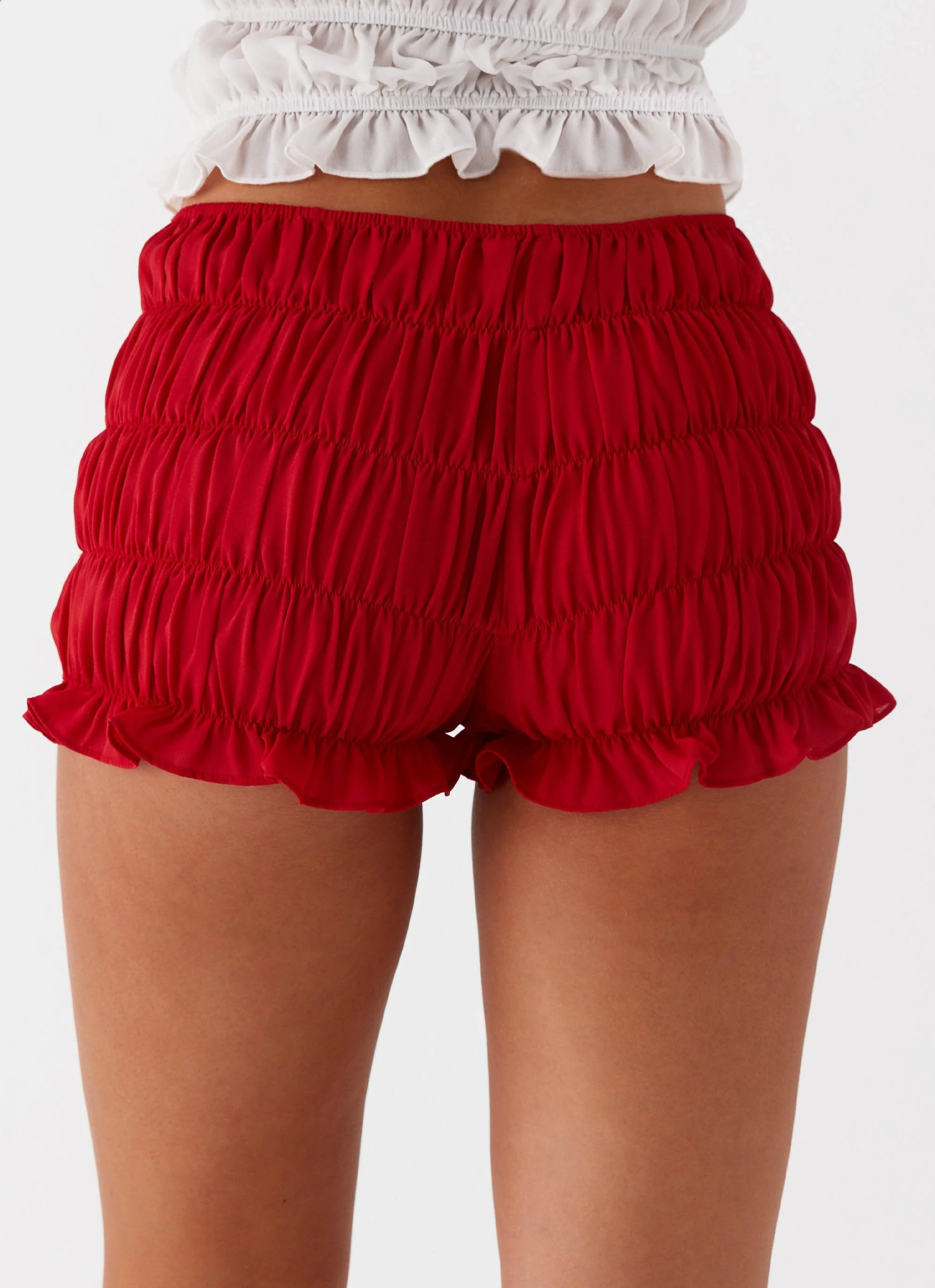 Girls Like Us Ruched Mini Shorts - Red - Image 4