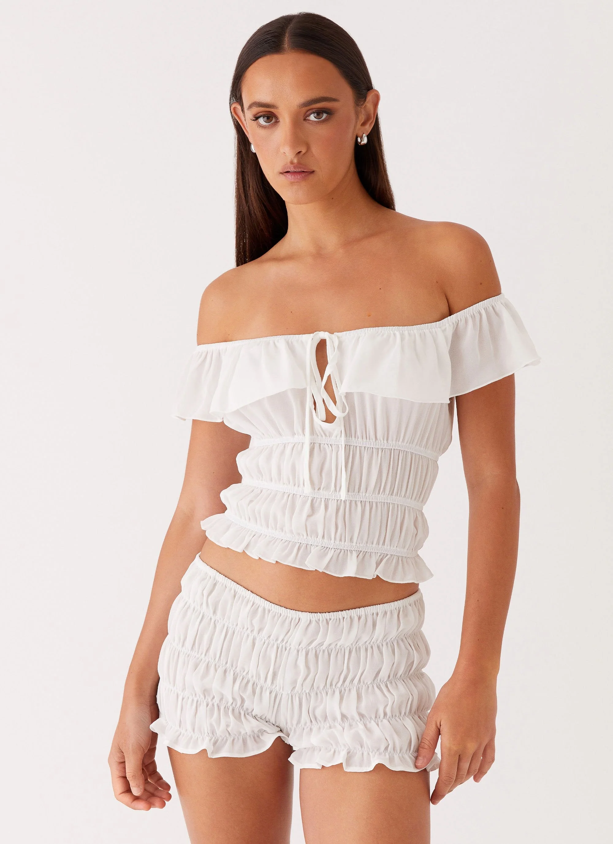 Girls Like Us Ruched Top - White - Image 6