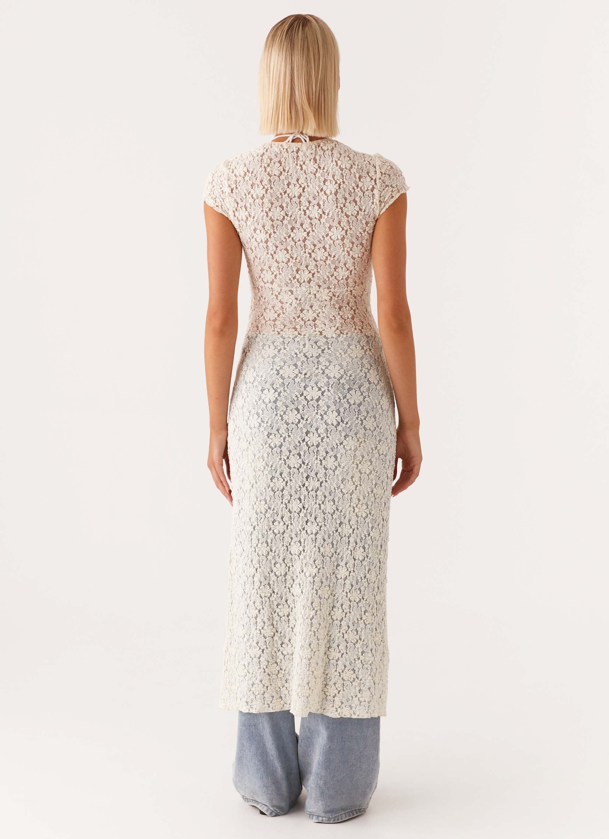 Gisele Lace Midi Dress - Ivory - Image 4