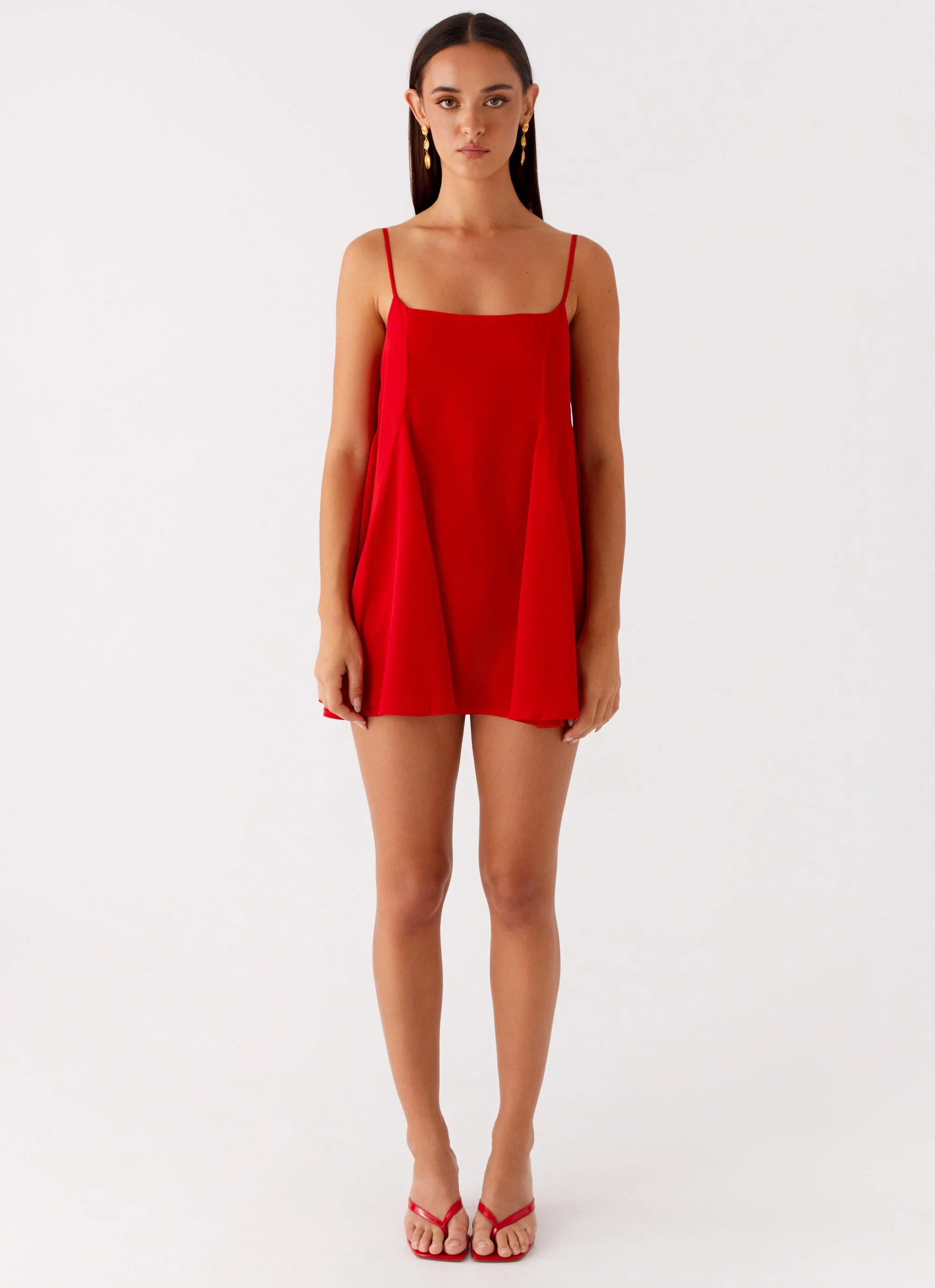 Godets Hem Mini Dress - Red - Image 3