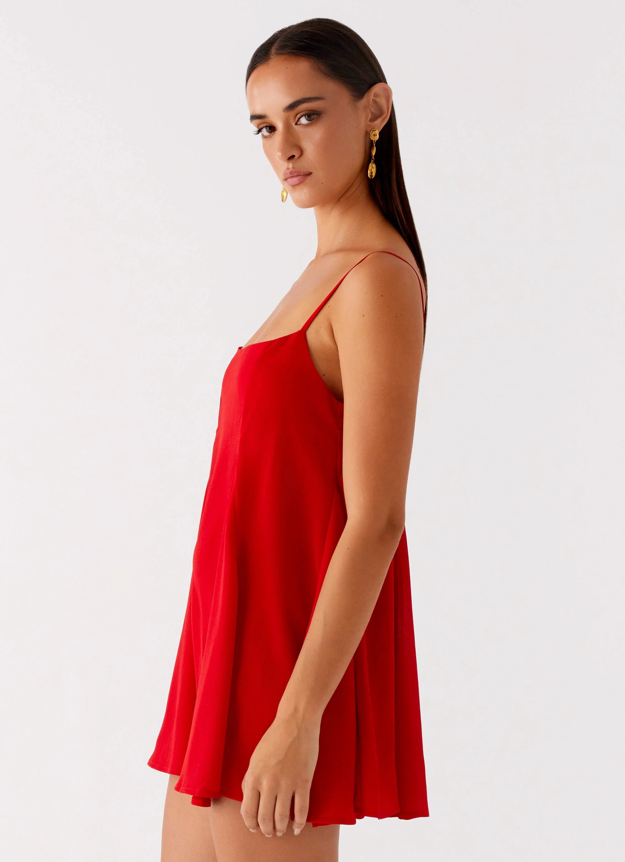 Godets Hem Mini Dress - Red - Image 4