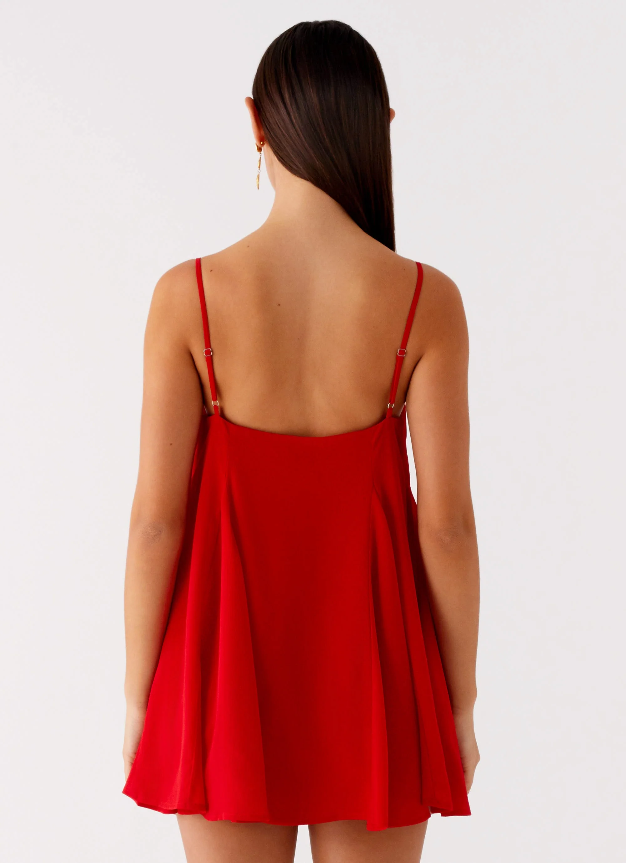 Godets Hem Mini Dress - Red - Image 5