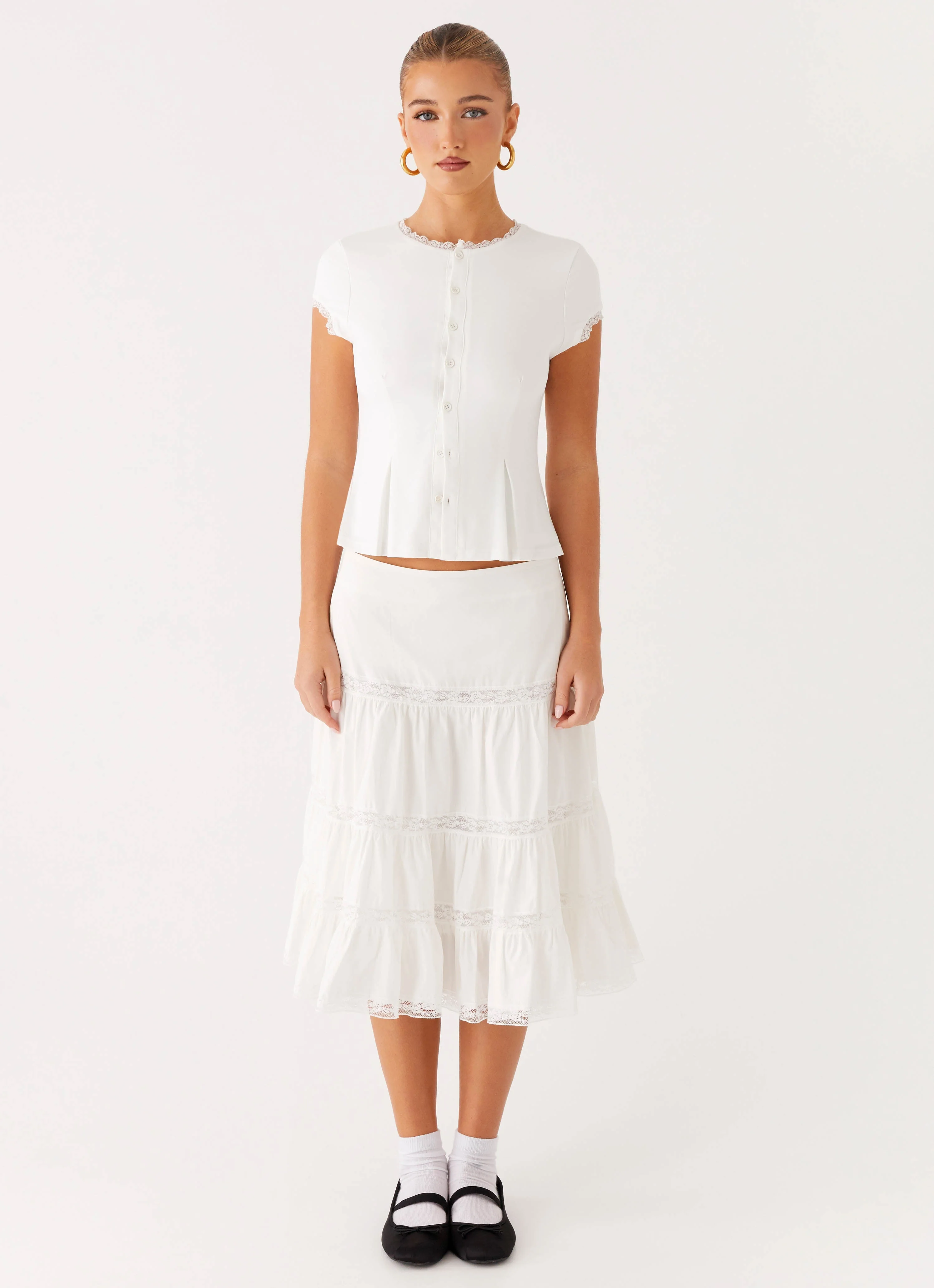 Good Vibes Midi Skirt - White - Image 2