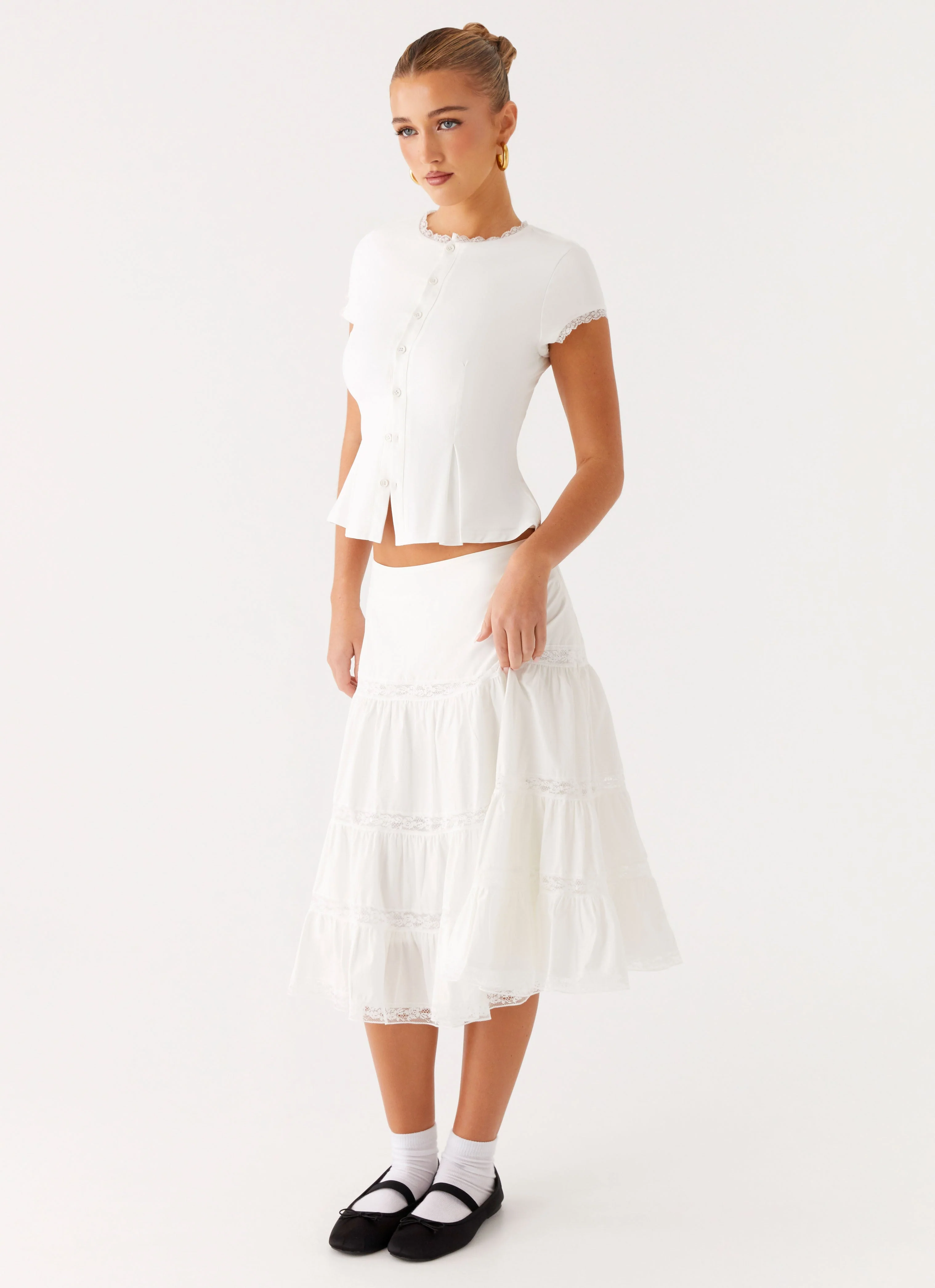 Good Vibes Midi Skirt - White - Image 3