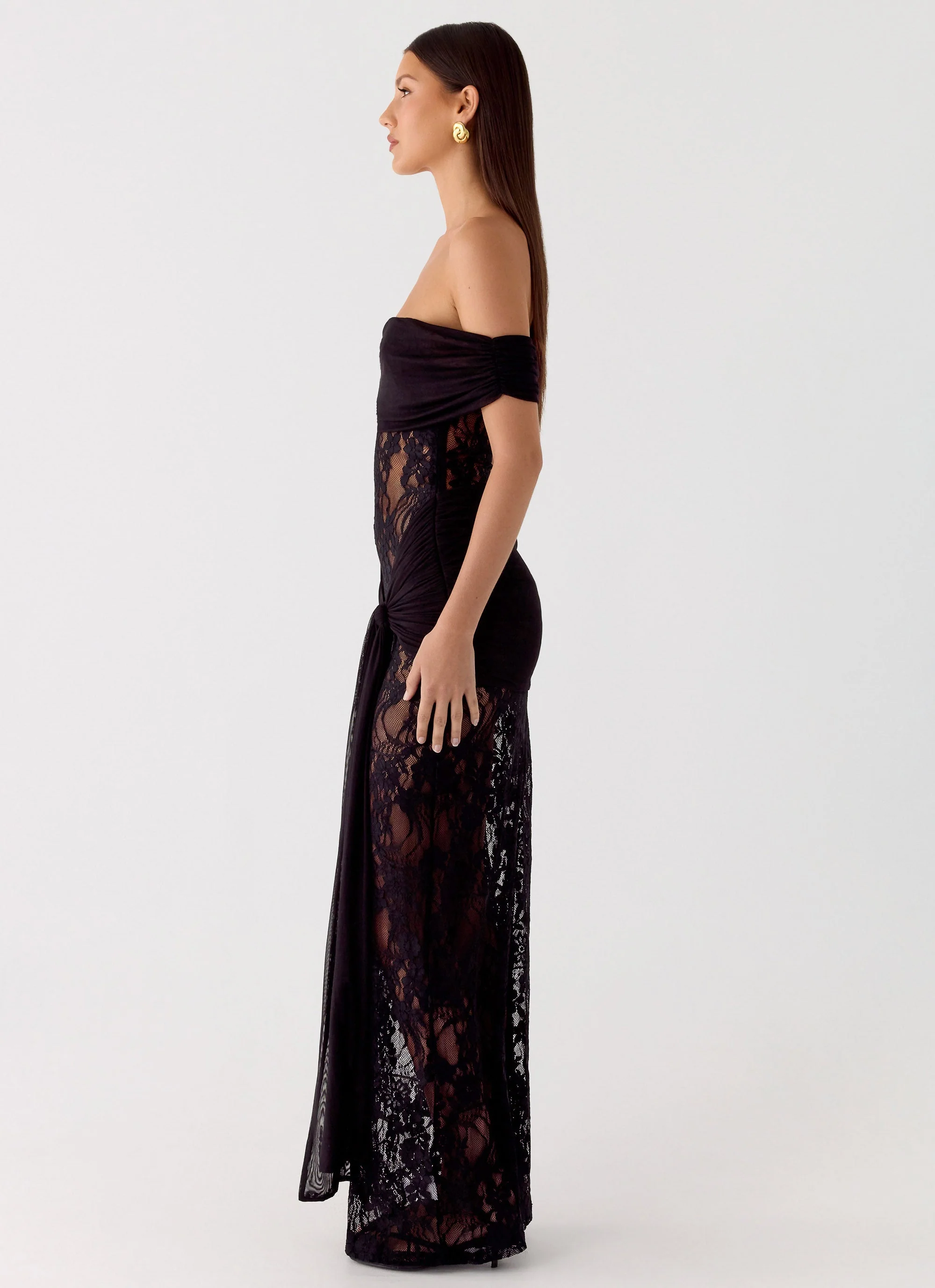 Gracie Twist Maxi Dress - Black - Image 2
