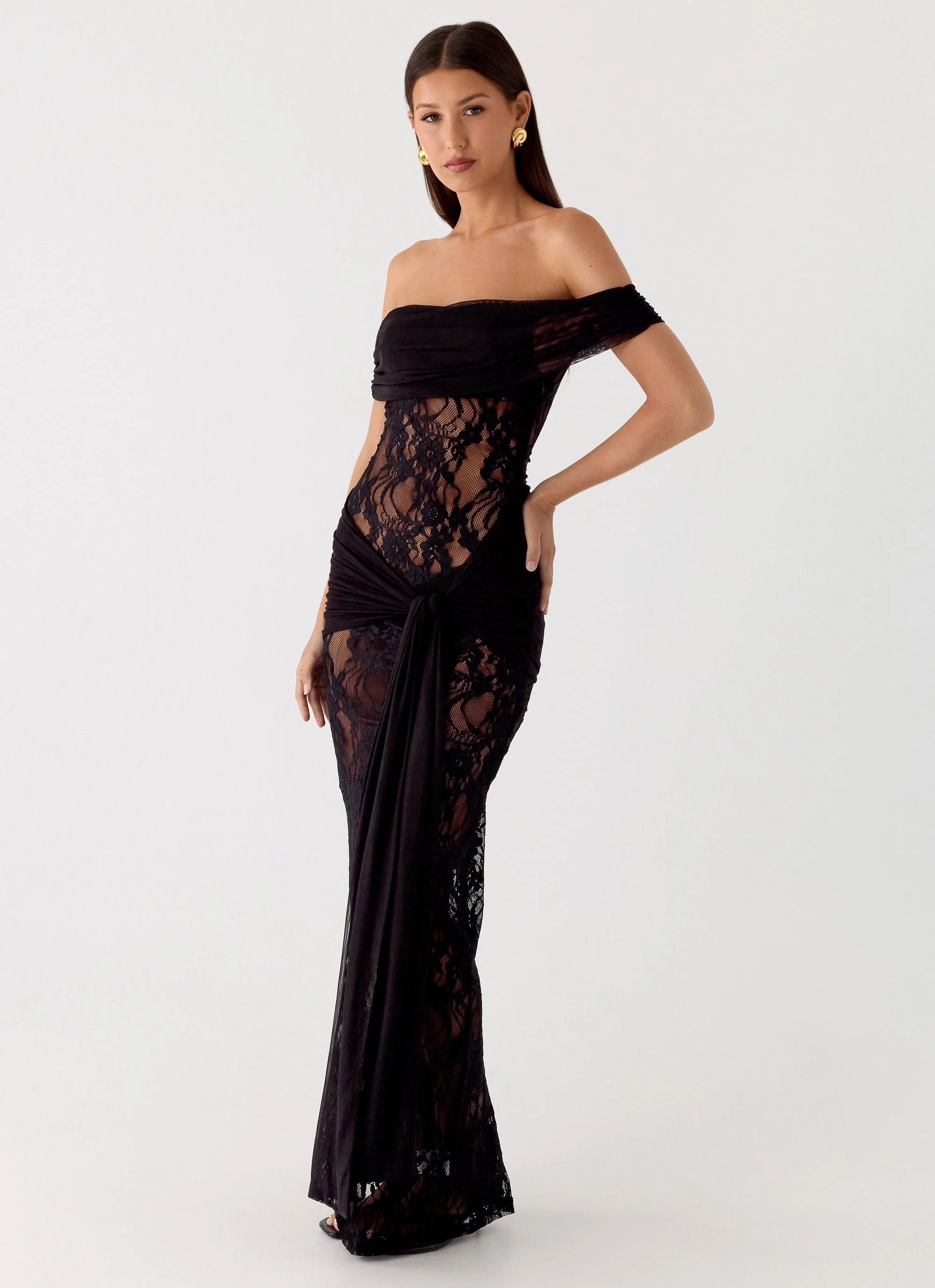 Gracie Twist Maxi Dress - Black - Image 4