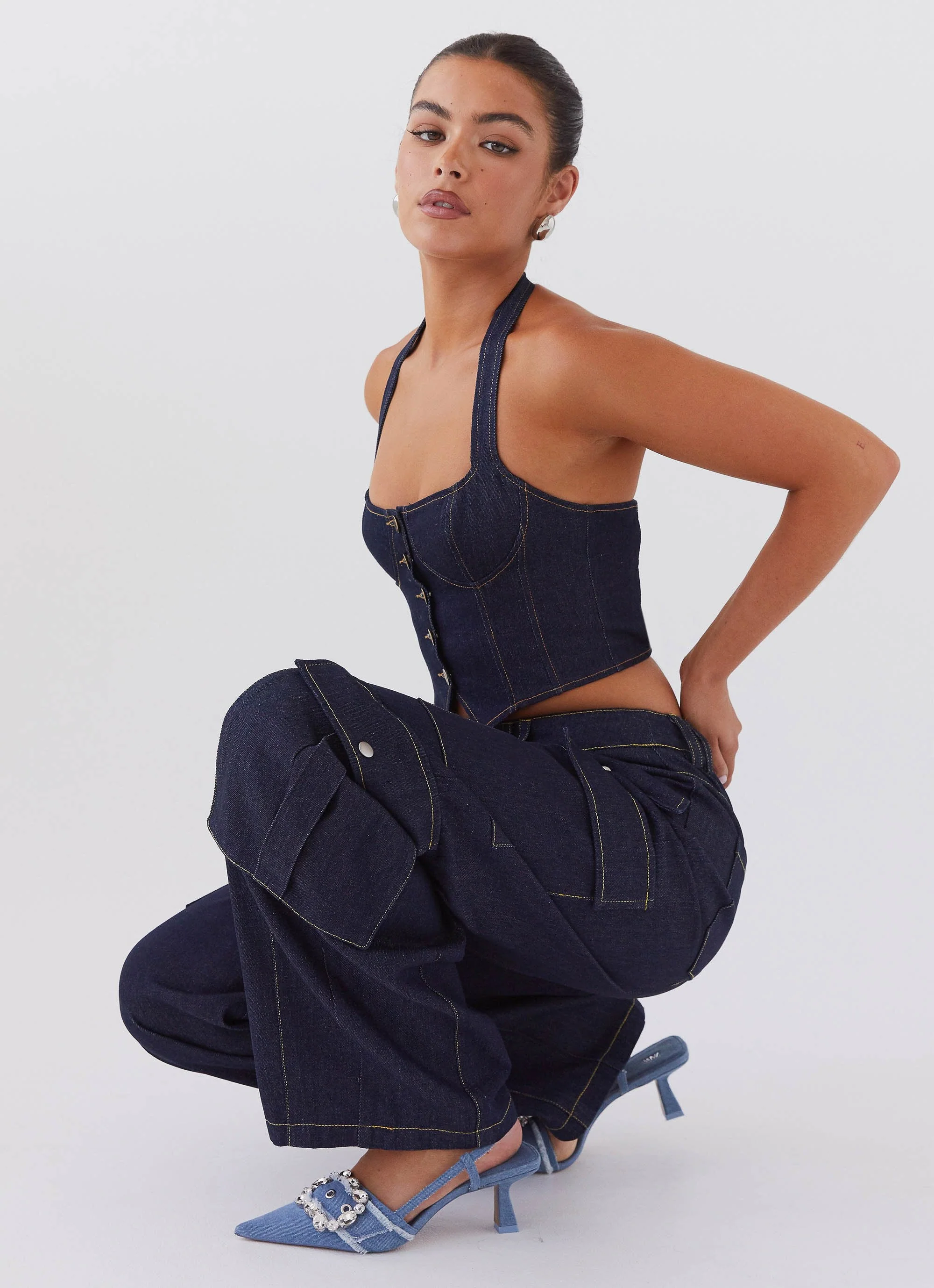 Greedy Denim Cargo Pants - Indigo - Image 5