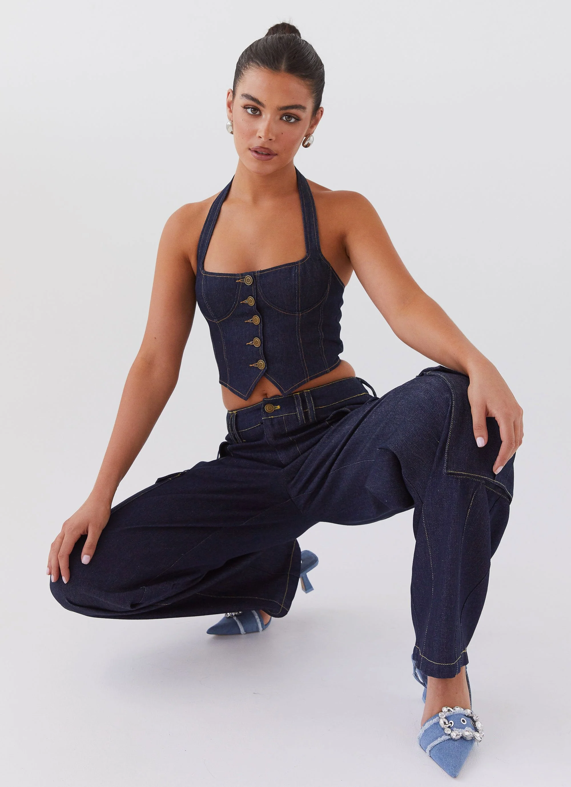 Greedy Denim Cargo Pants - Indigo - Image 8