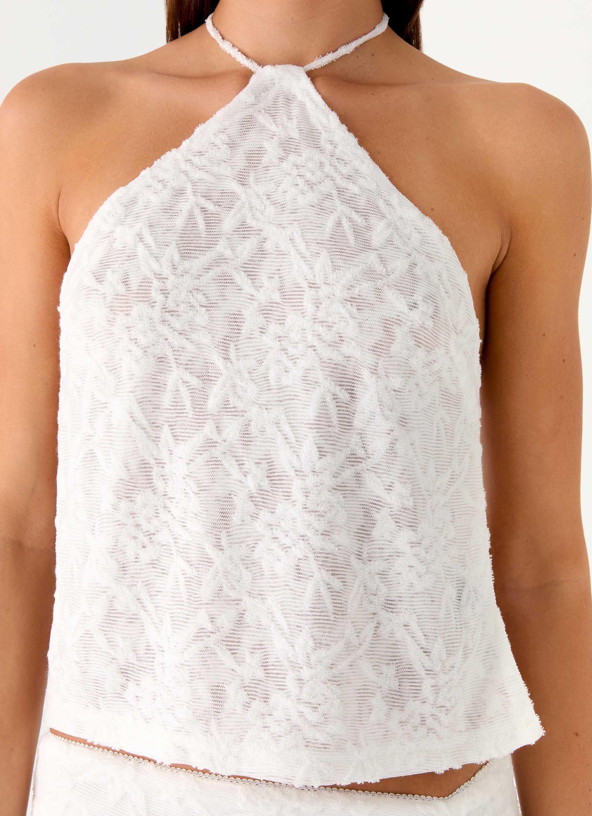 Griff Backless Jacquard Top - White - Image 6