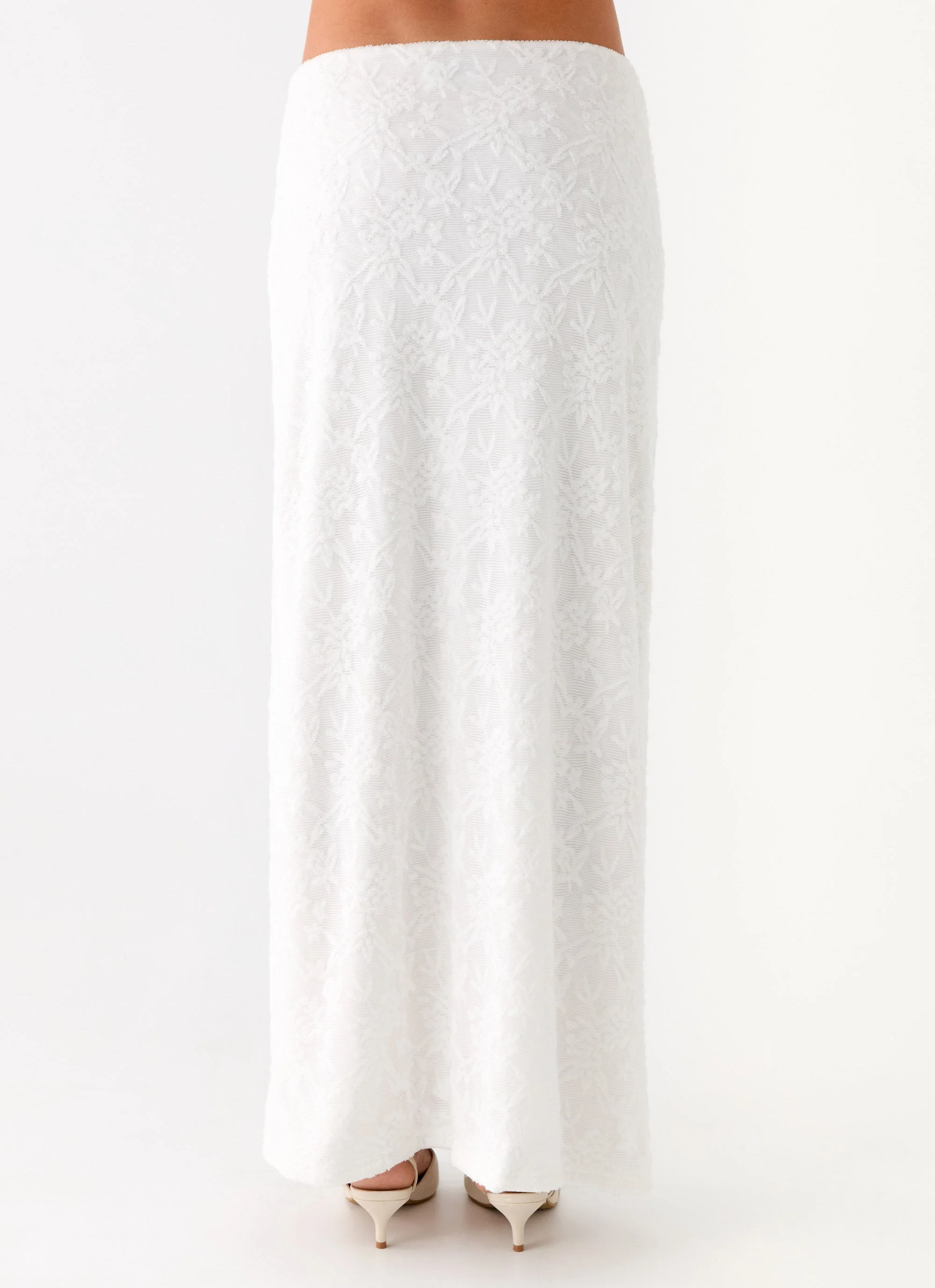 Griff Low Rise Jacquard Maxi Skirt - White - Image 4
