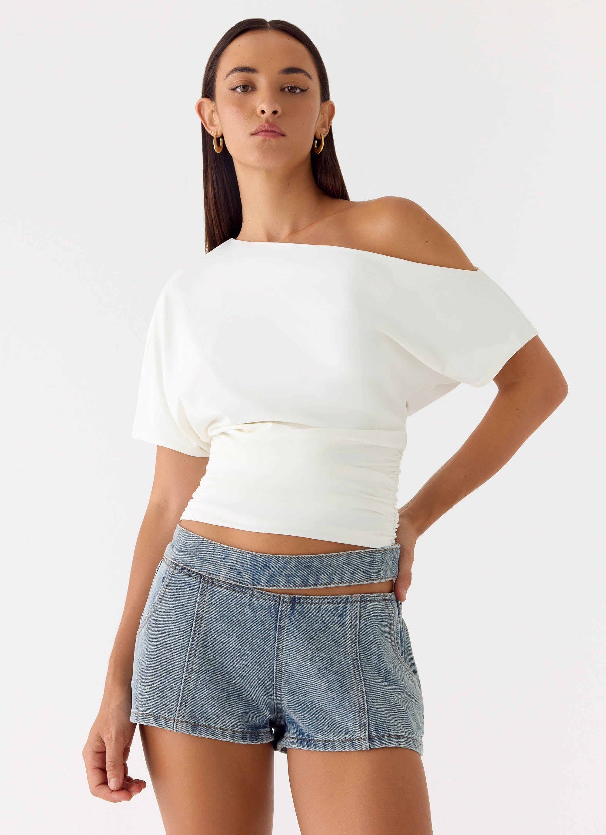 Hadleigh Denim Mini Shorts - Light Denim - Image 6