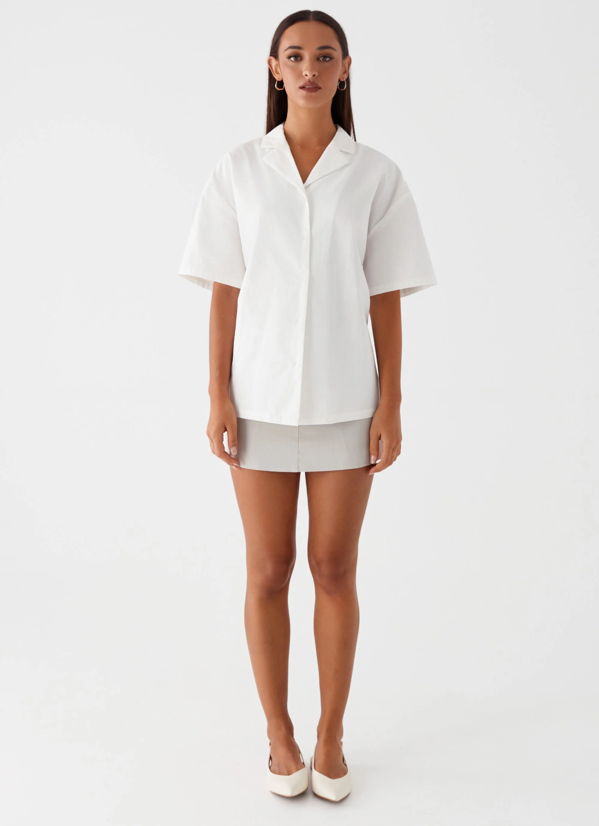 Hadley Open Back Short Sleeve Shirt - White - Image 2