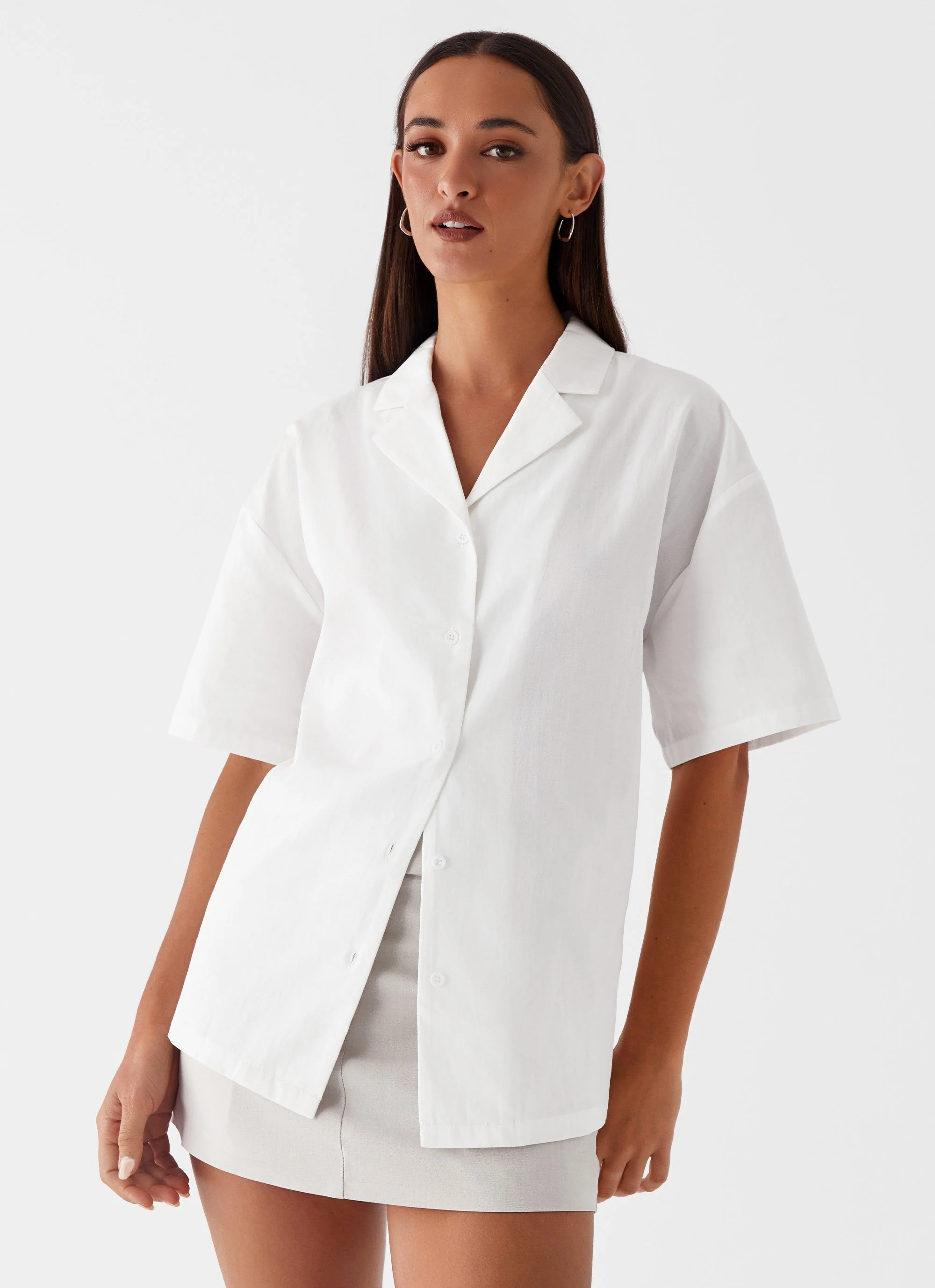 Hadley Open Back Short Sleeve Shirt - White - Image 5