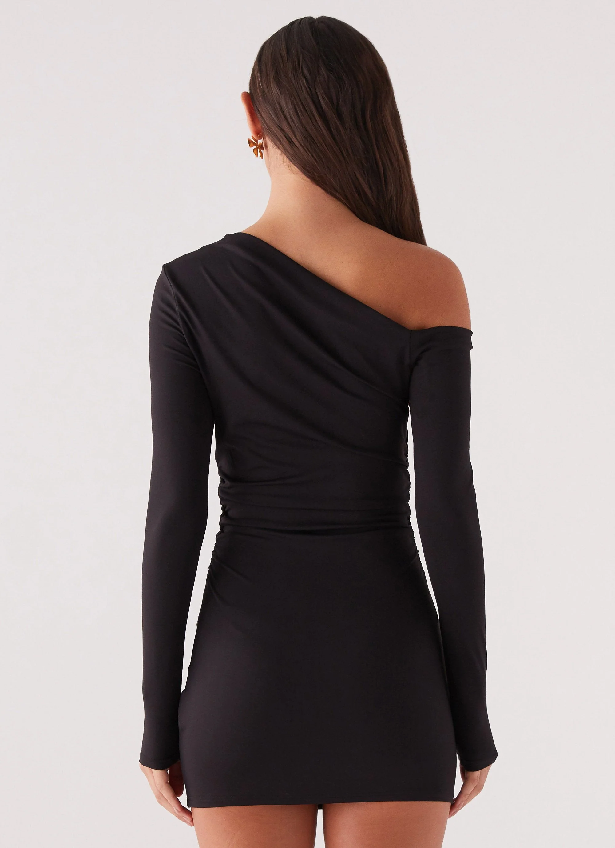 Hailey Off Shoulder Mini Dress - Black - Image 6