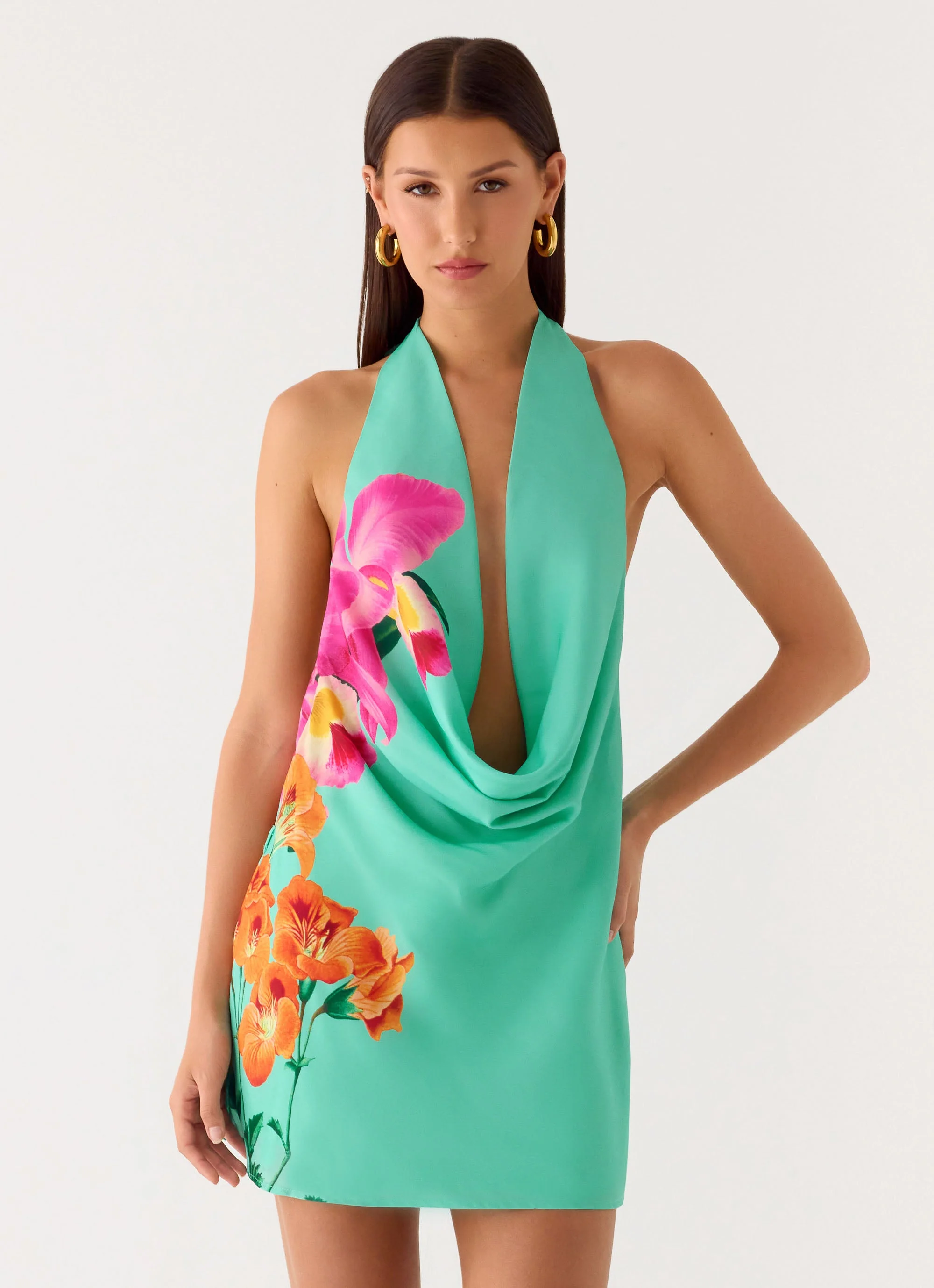 Halia Cowl Mini Dress - Jungle Bloom - Image 5