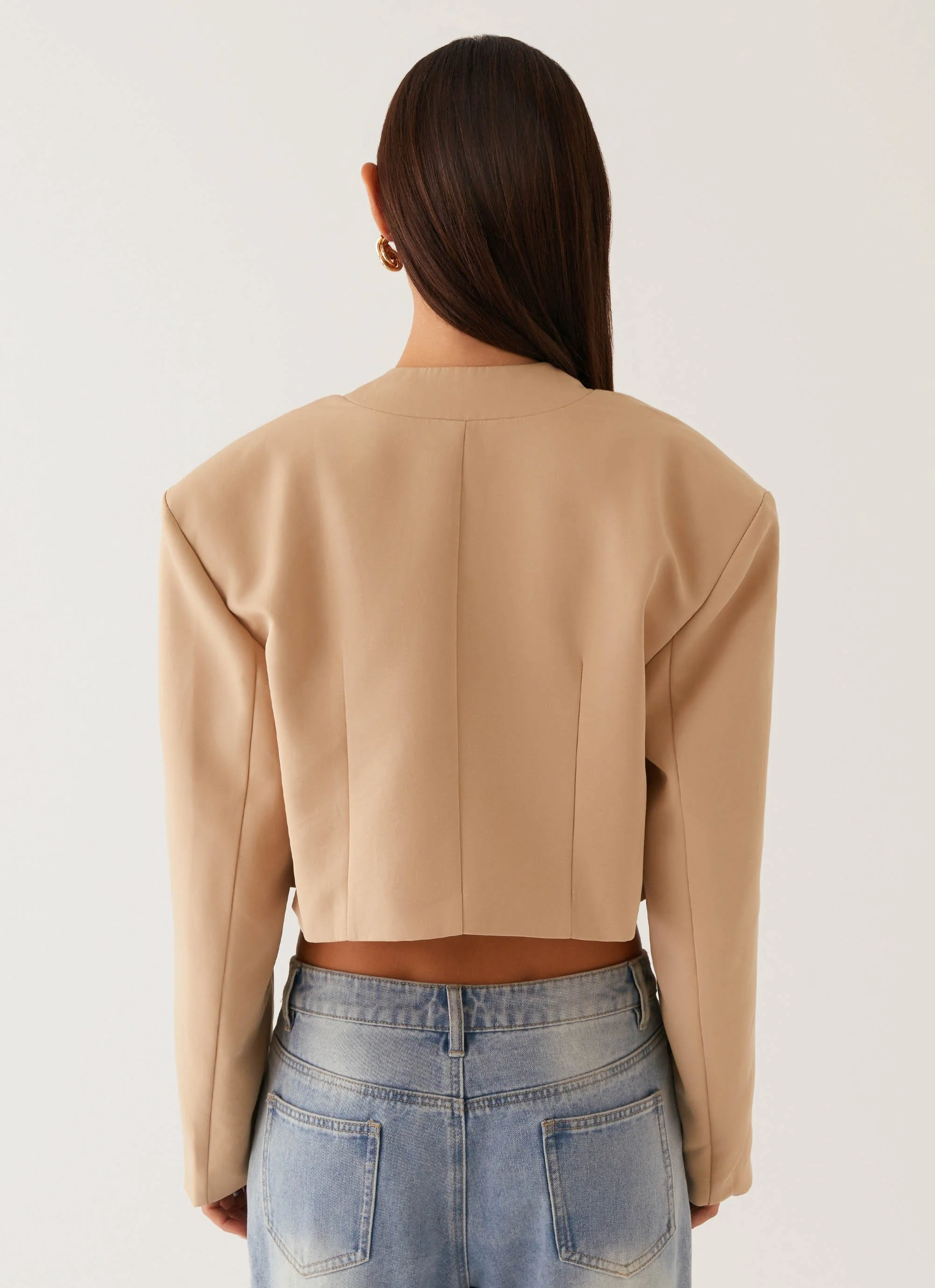 Halyn Cropped Bomber Jacket - Brown - Image 4