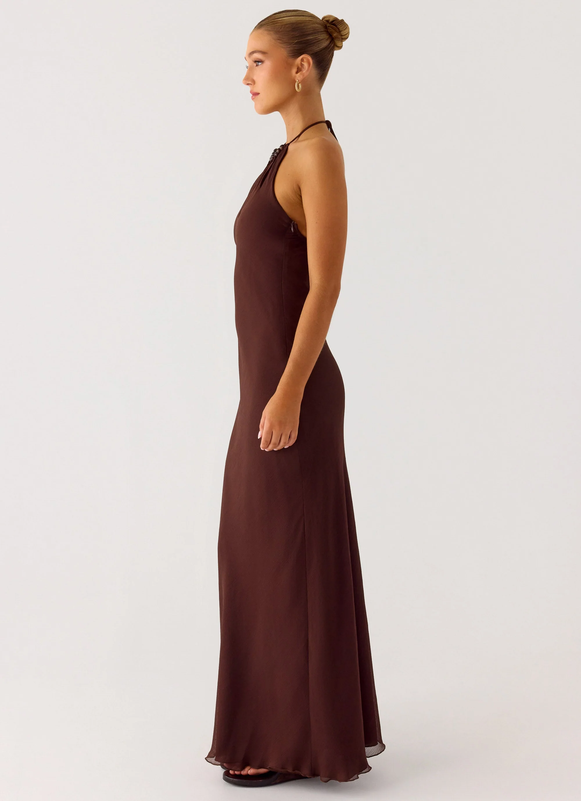 Harlyn Halter Maxi Dress - Chocolate - Image 2