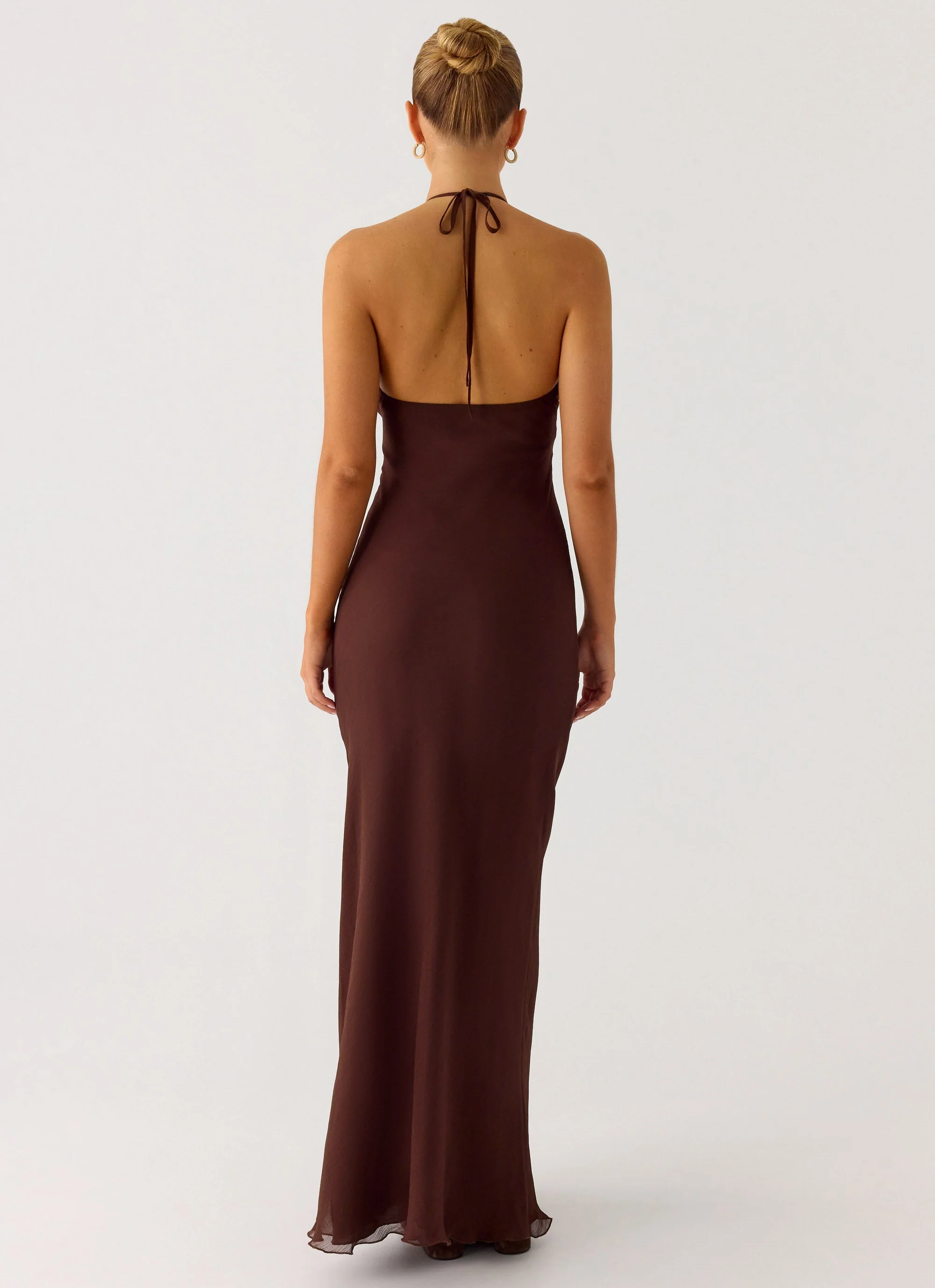 Harlyn Halter Maxi Dress - Chocolate - Image 3