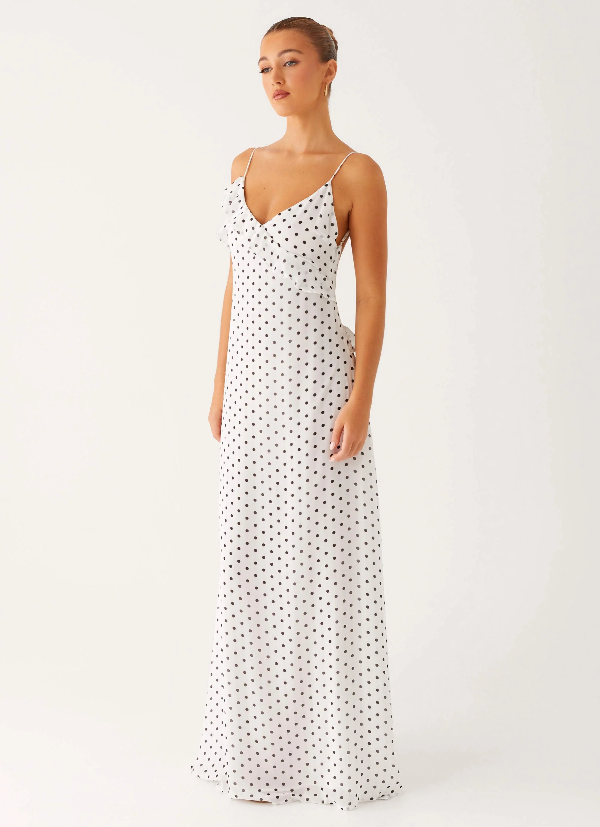 Harri Maxi Dress - White Polka Dot - Image 2