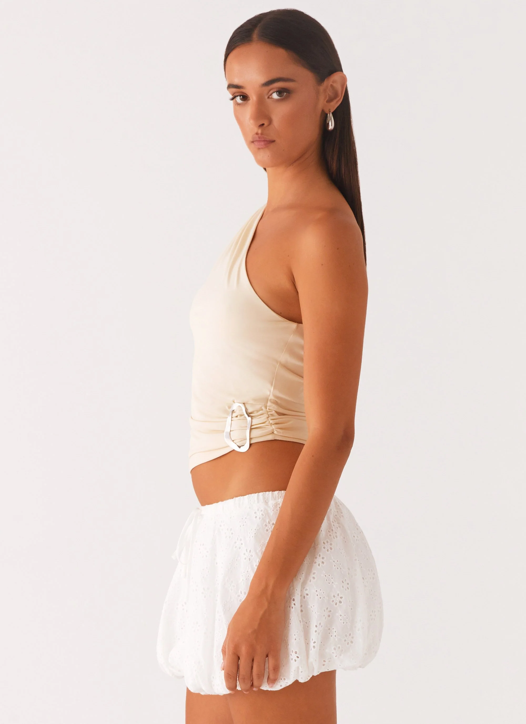 Hathaway One Shoulder Top - Lemon - Image 2