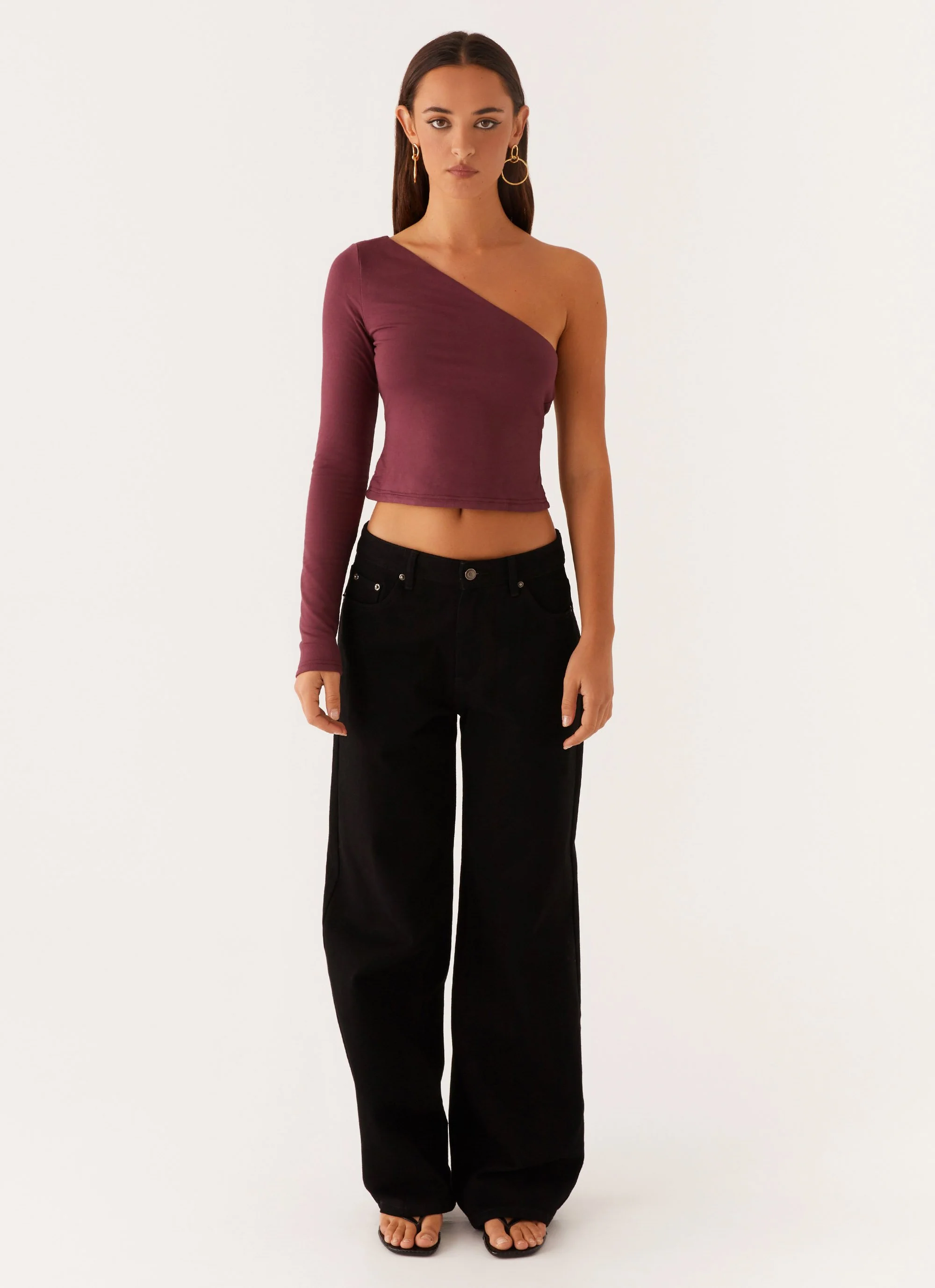 Hawkins Open Back One Shoulder Top - Mulberry - Image 6