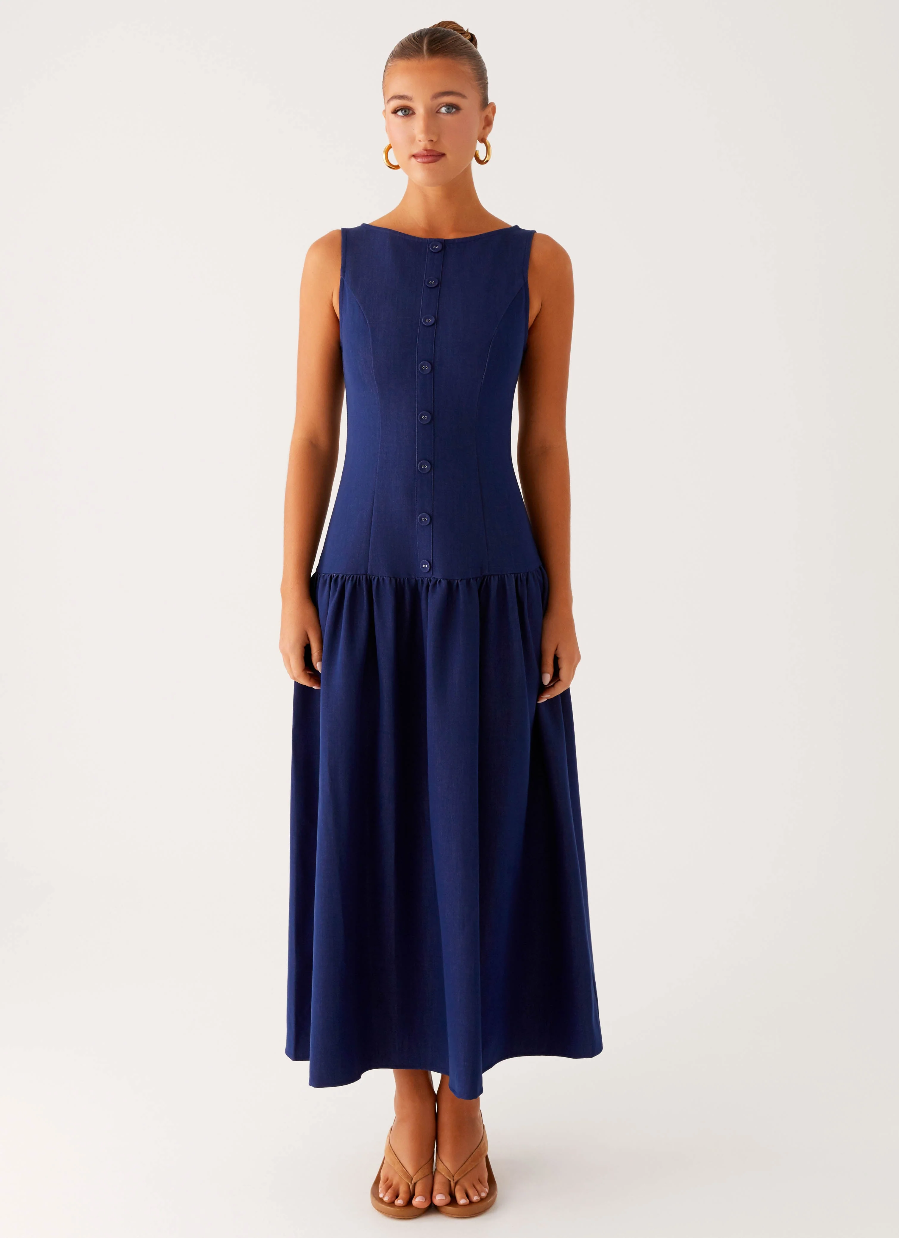 Hayes Denim Midi Dress - Indigo - Image 2