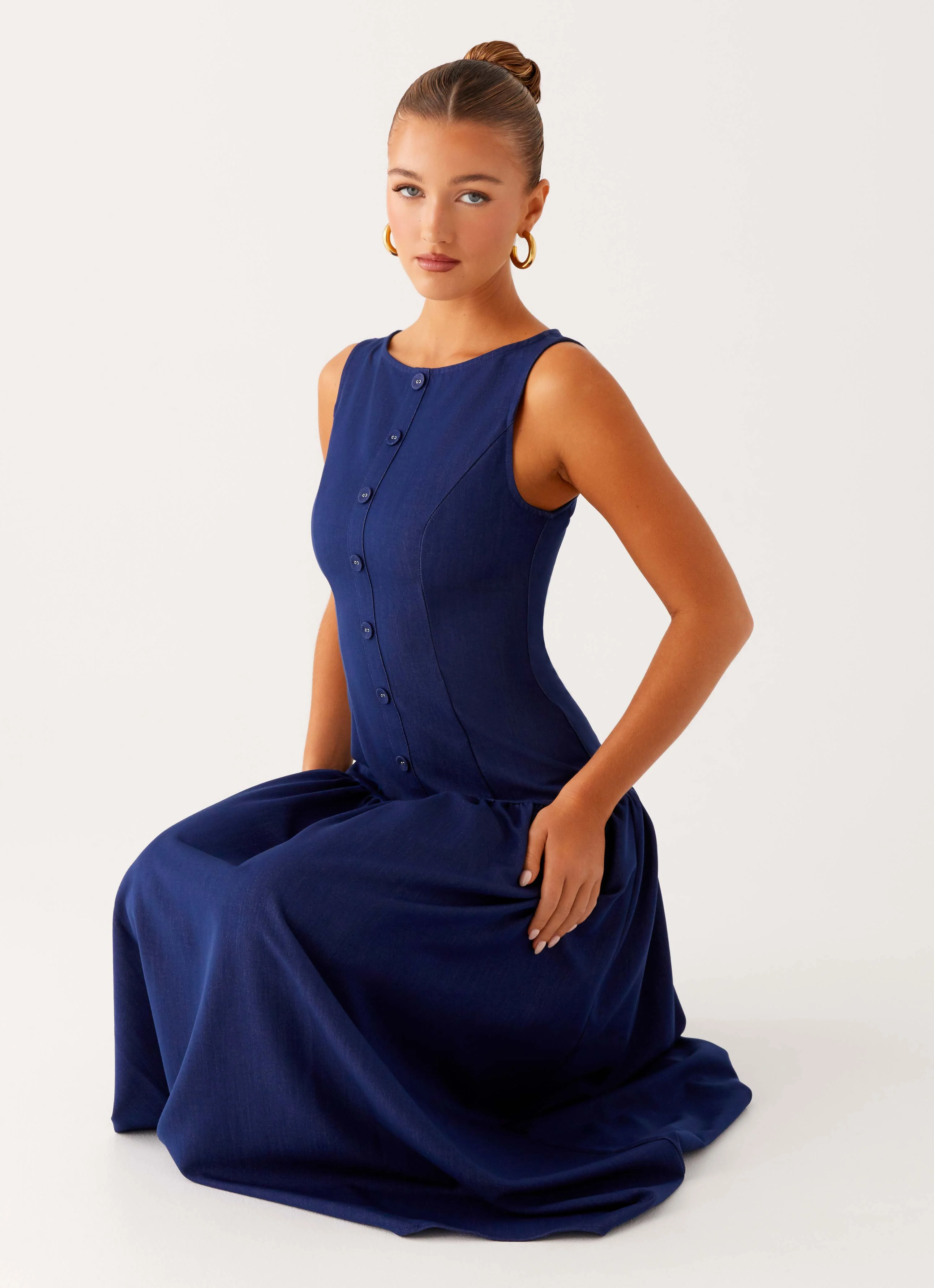 Hayes Denim Midi Dress - Indigo - Image 5
