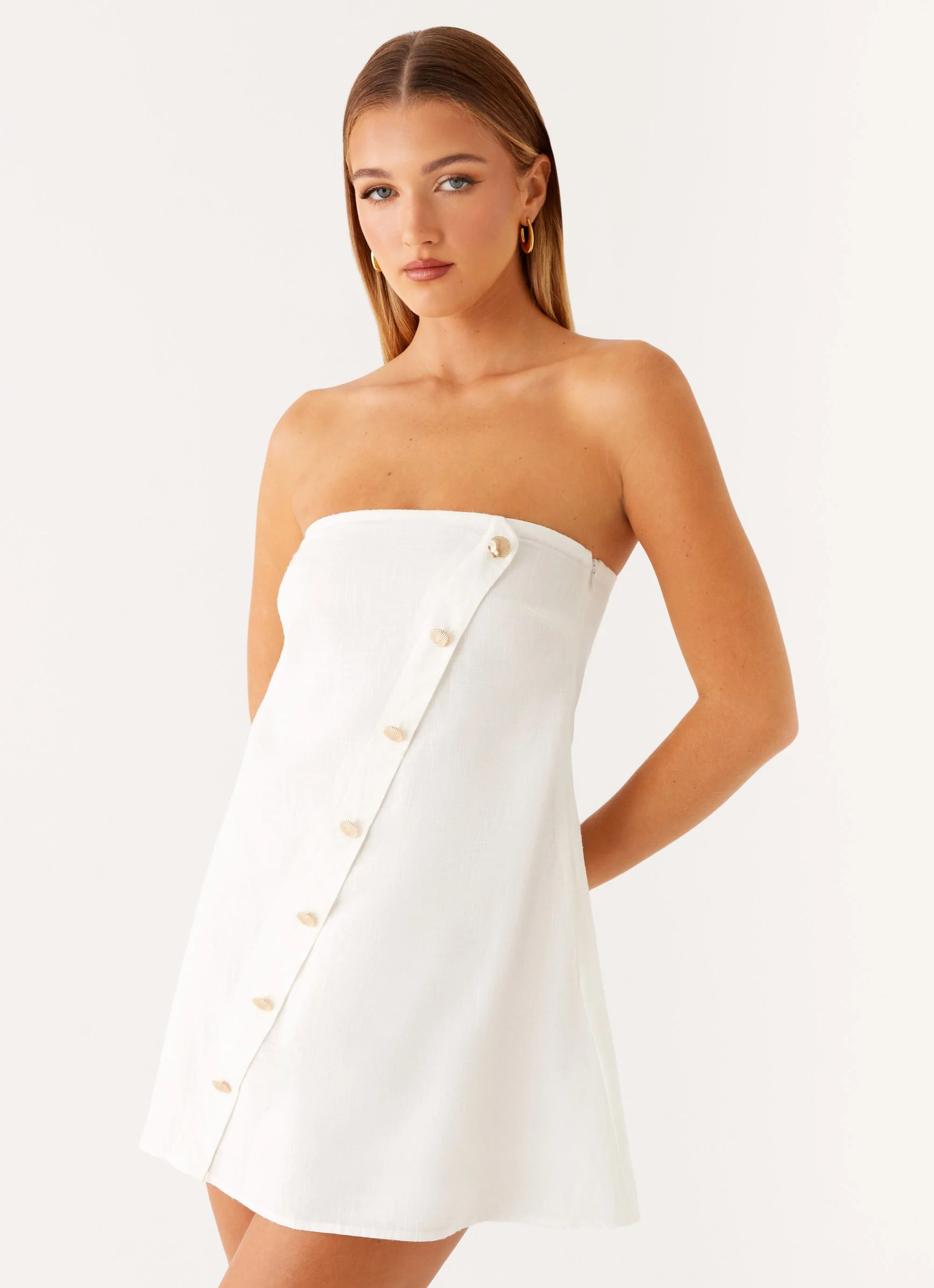 Hazel Mini Dress - White - Image 4