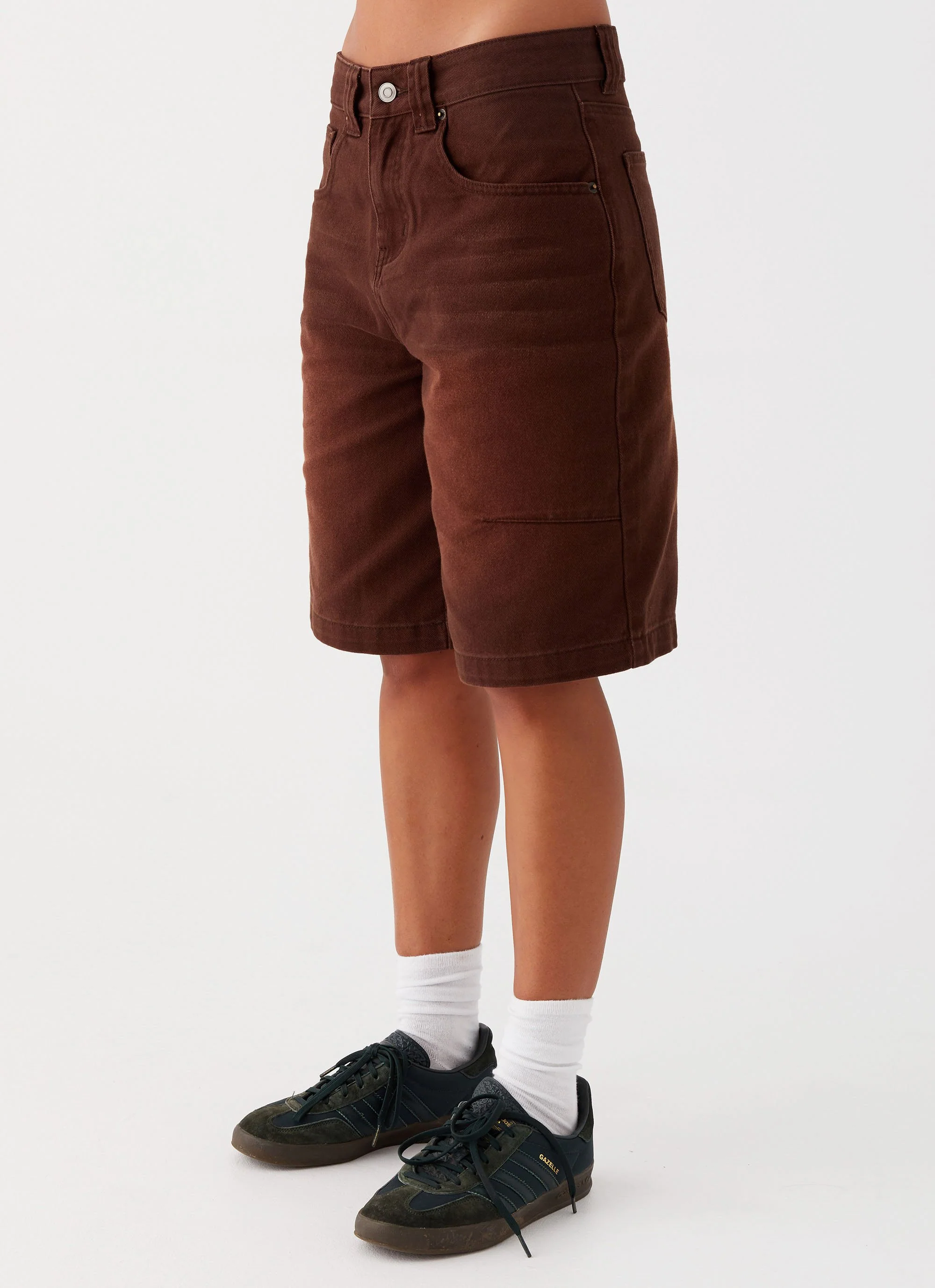 Heading South Denim Jorts - Brown - Image 3