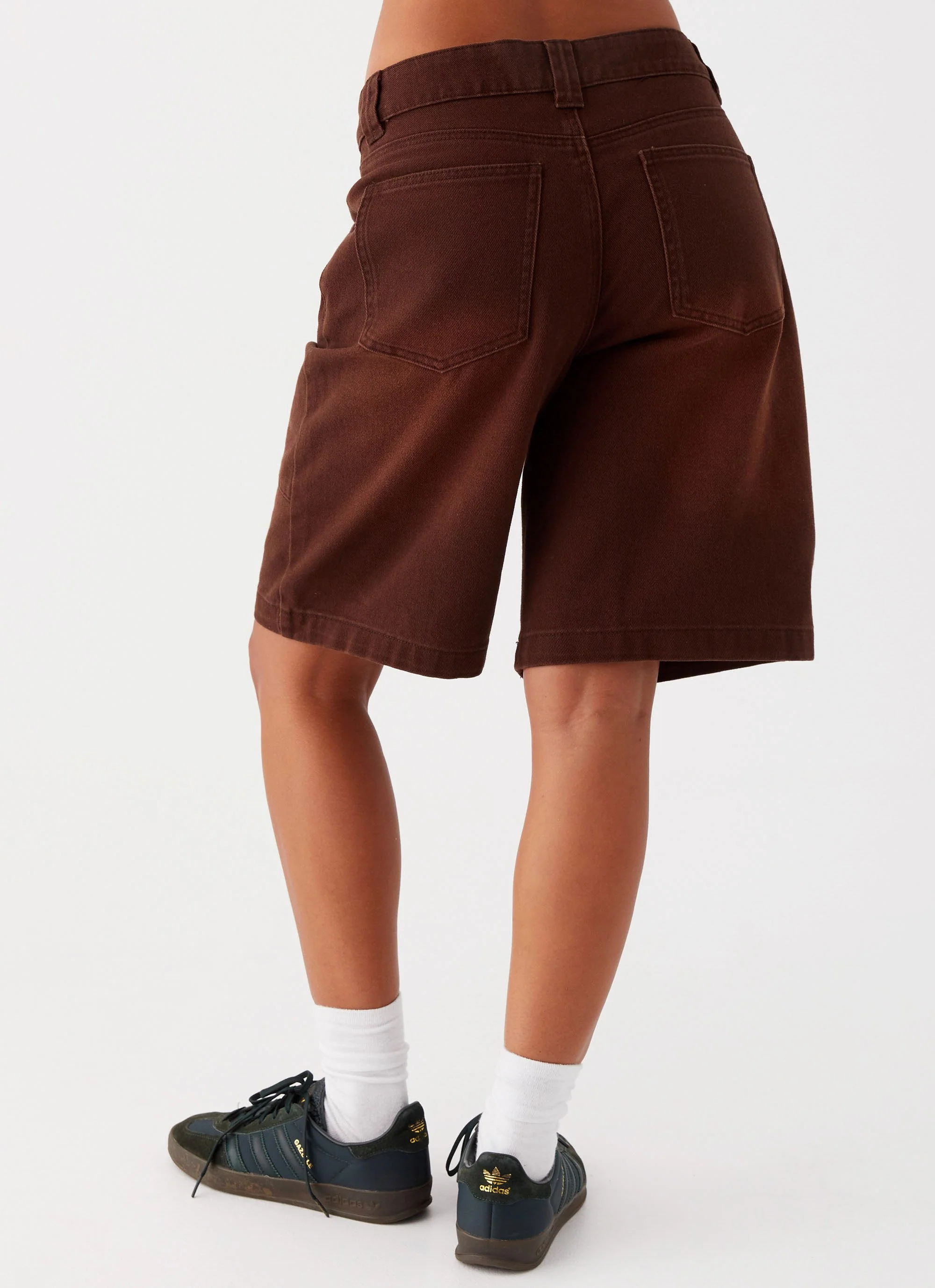 Heading South Denim Jorts - Brown - Image 4