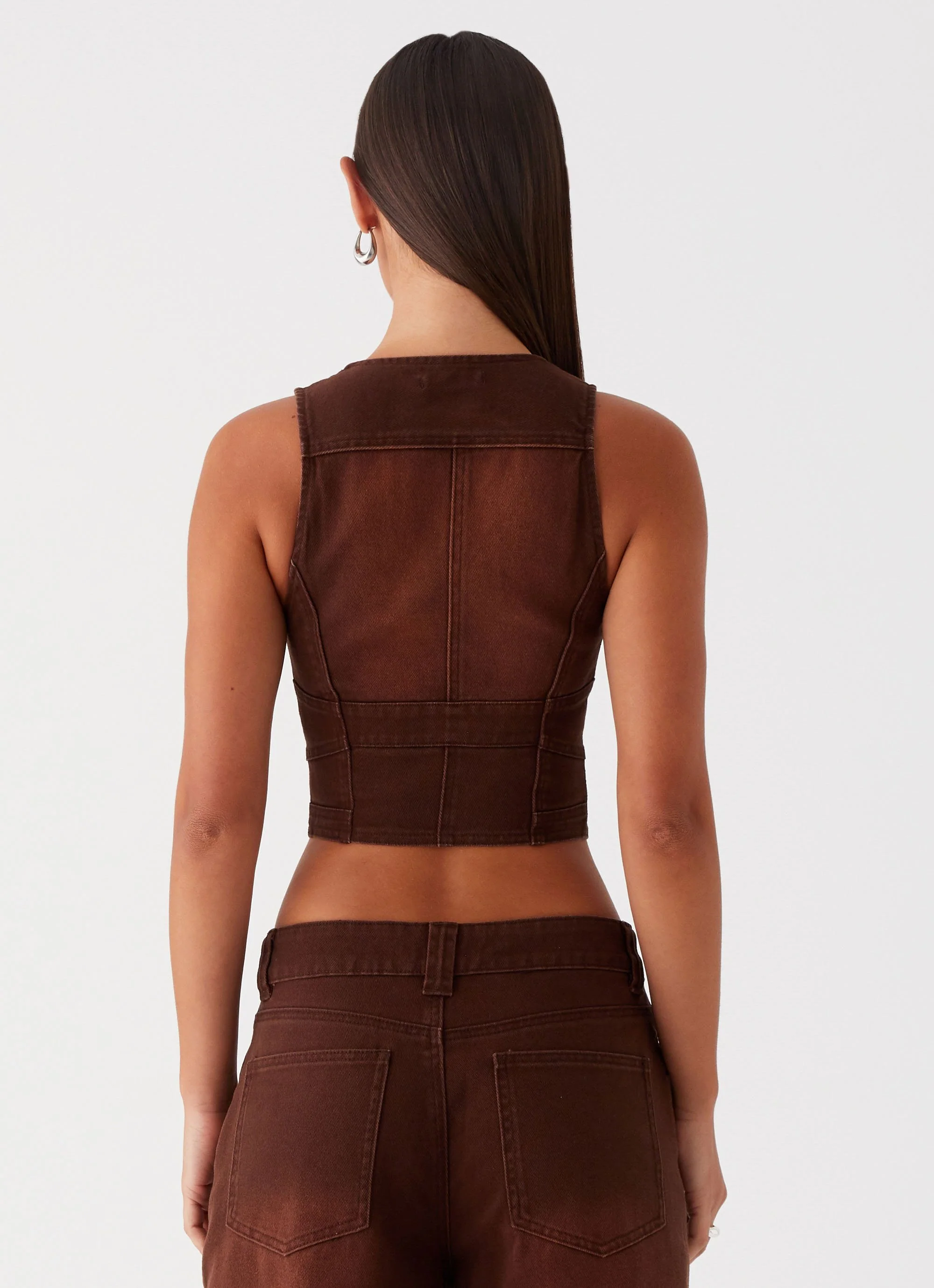 Heading South Denim Vest - Brown - Image 4