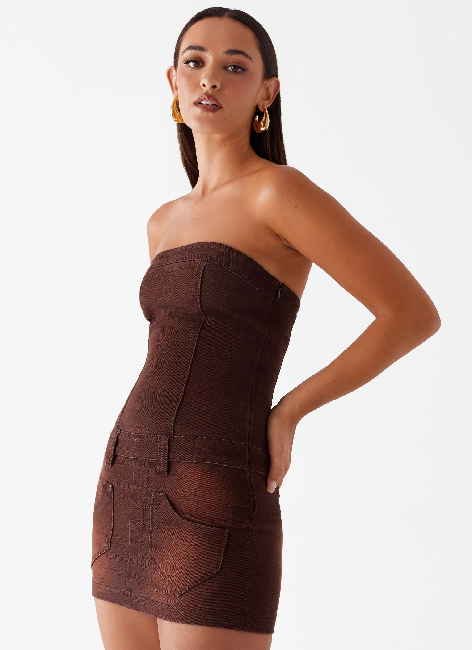 Heading South Mini Dress - Brown - Image 5