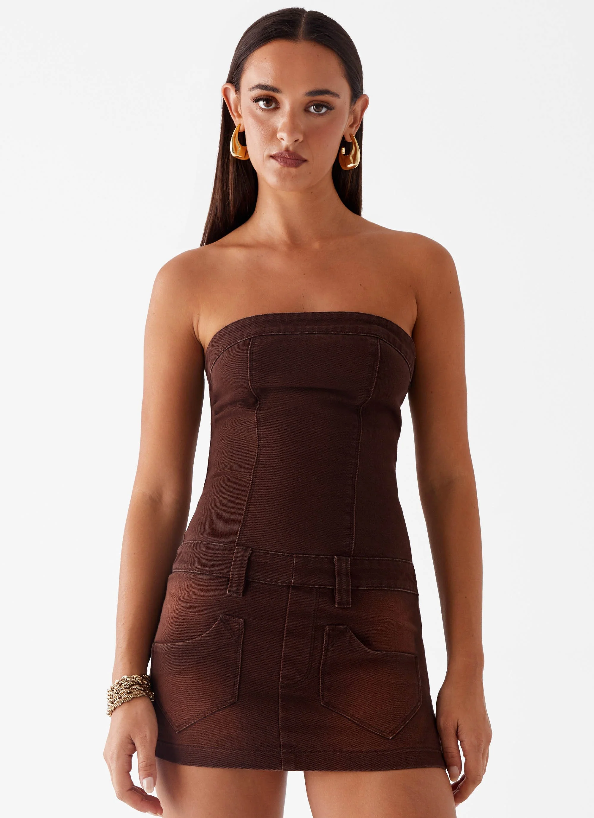 Heading South Mini Dress - Brown - Image 6