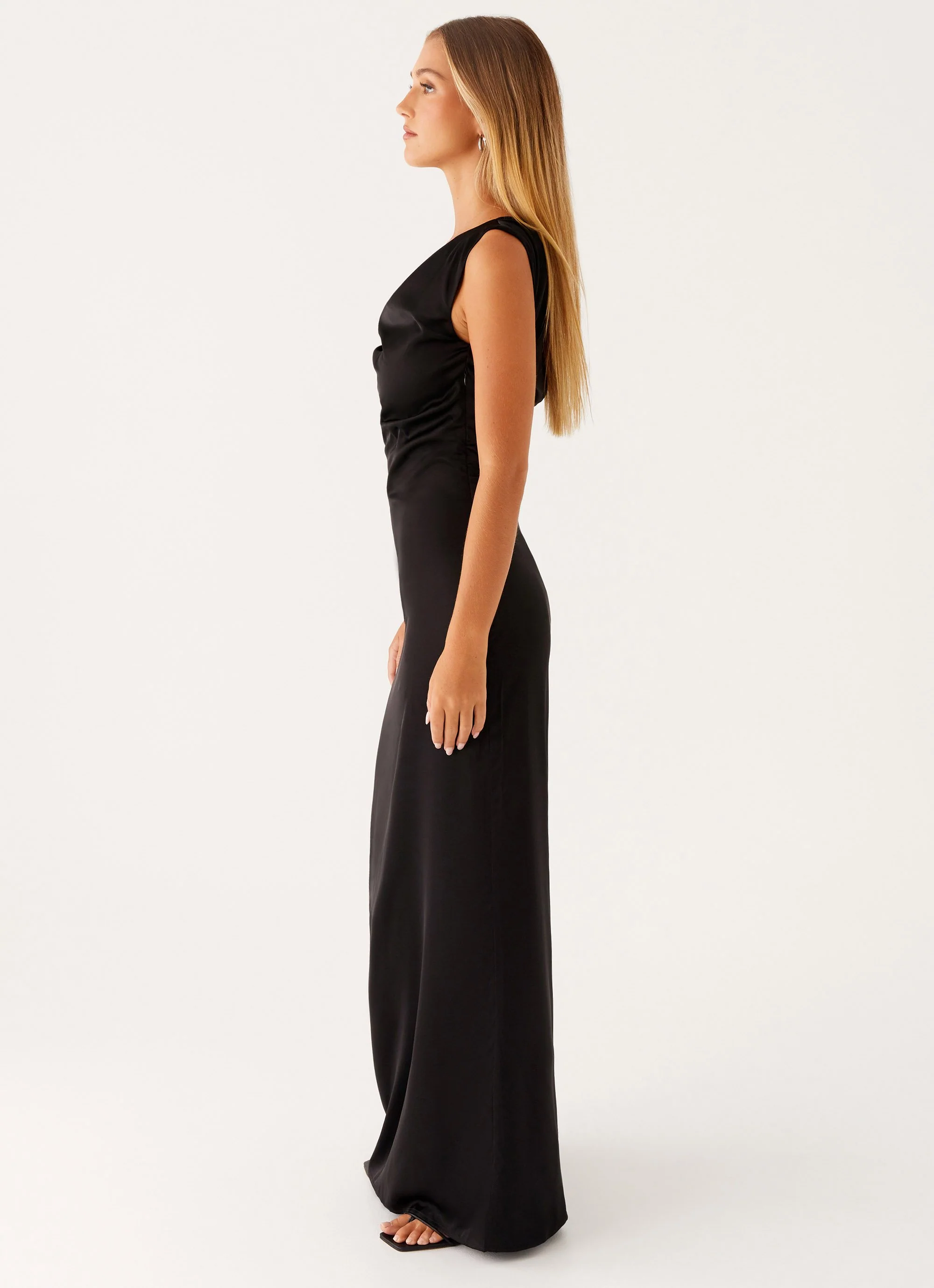 Heart Of Glass Satin Maxi Dress - Black - Image 3