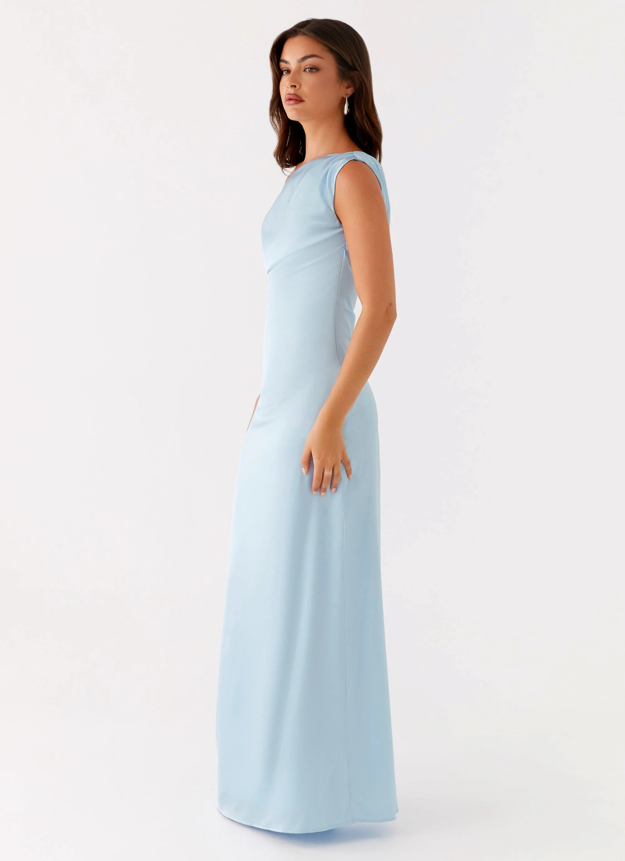 Heart Of Glass Satin Maxi Dress - Blue - Image 2