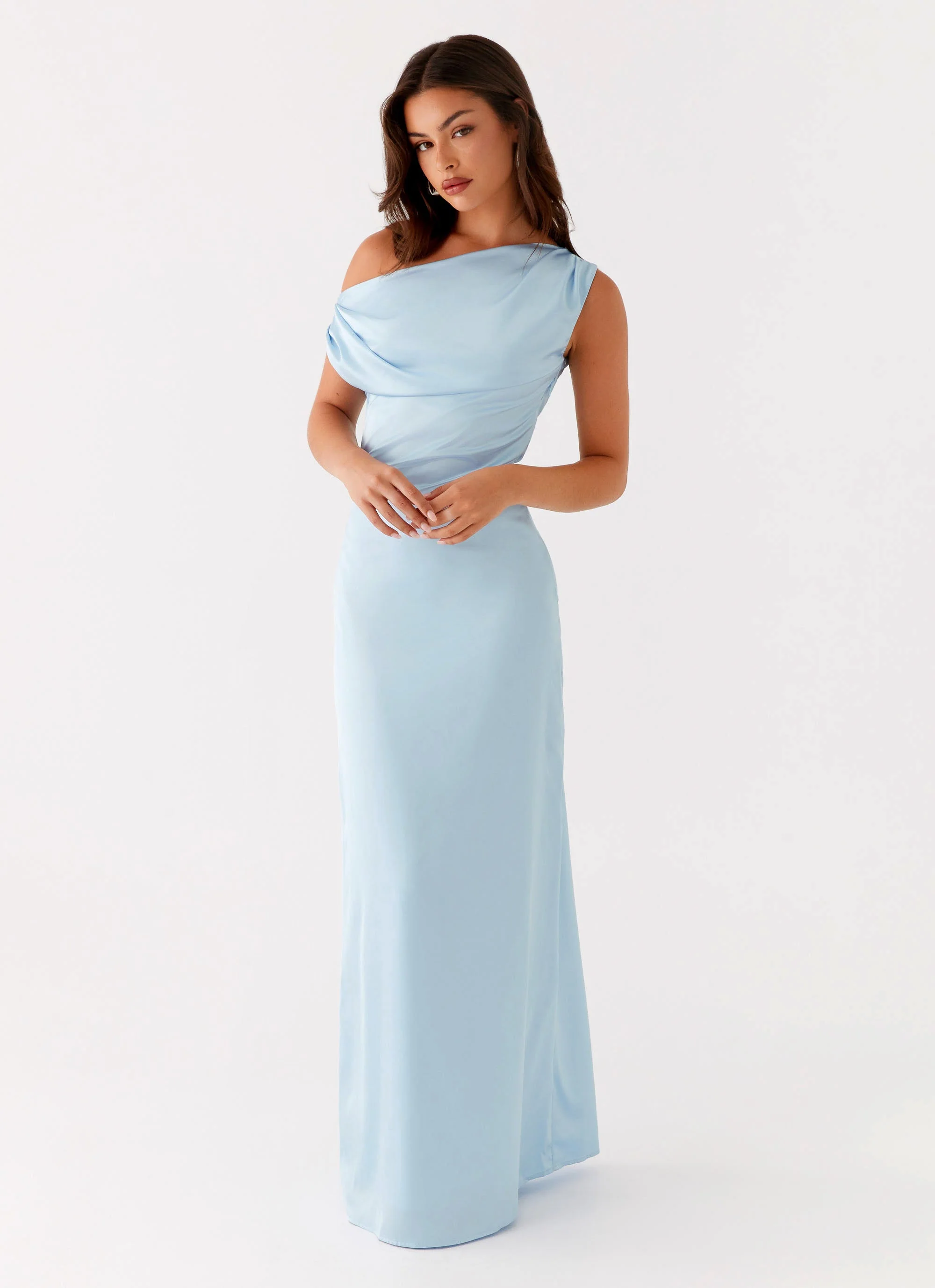 Heart Of Glass Satin Maxi Dress - Blue - Image 5