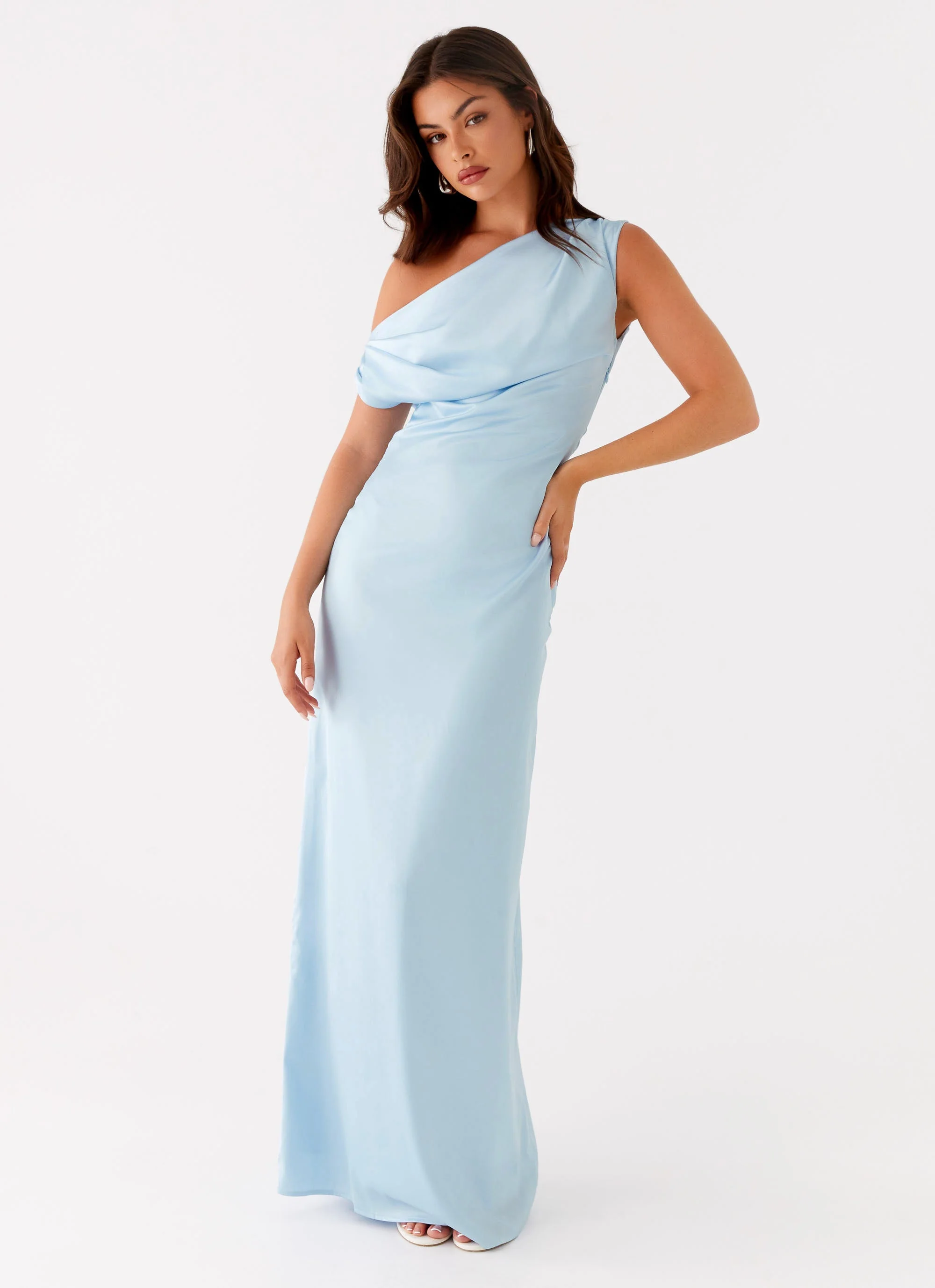 Heart Of Glass Satin Maxi Dress - Blue - Image 6