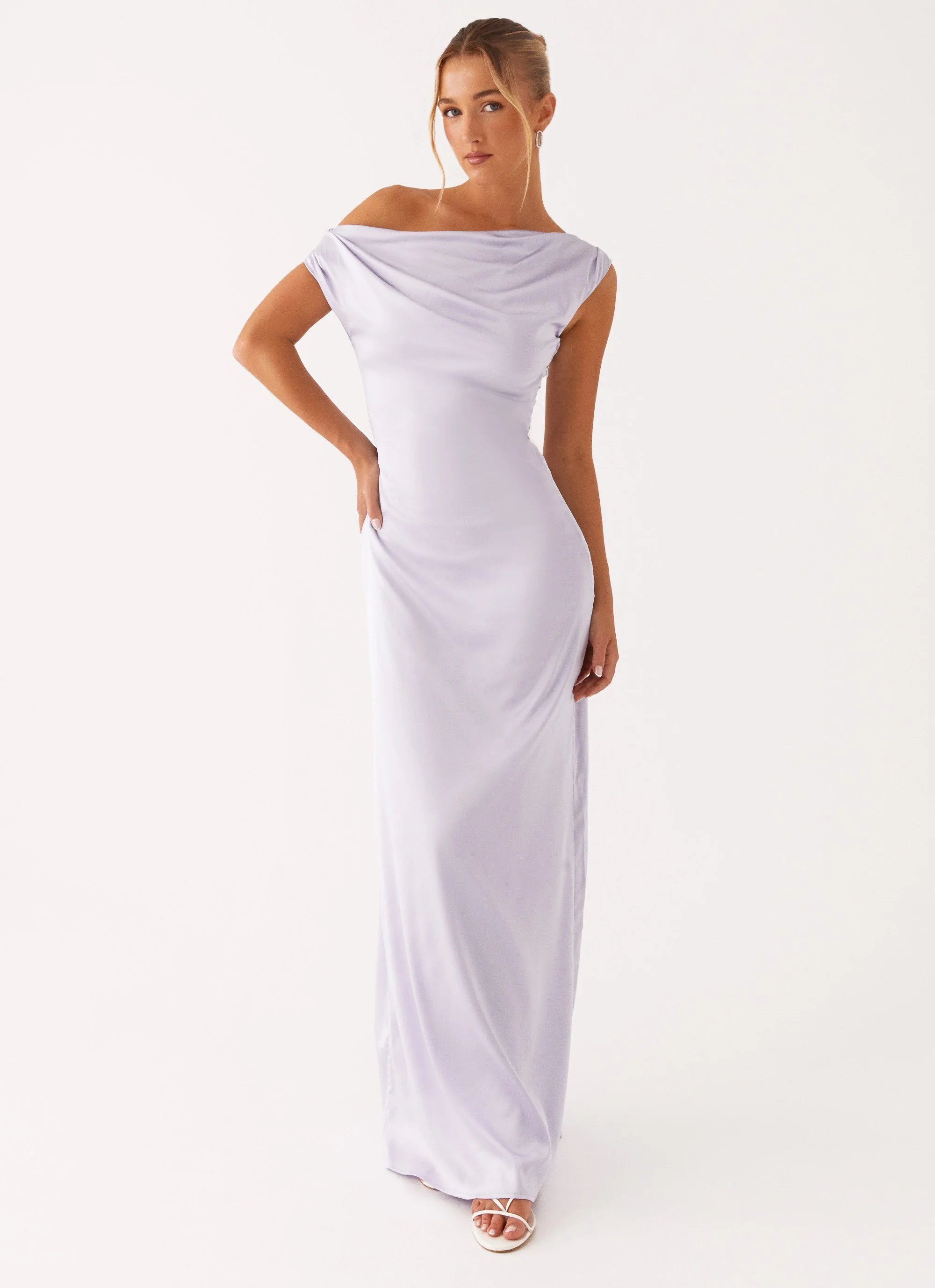 Heart Of Glass Satin Maxi Dress - Lilac - Image 4