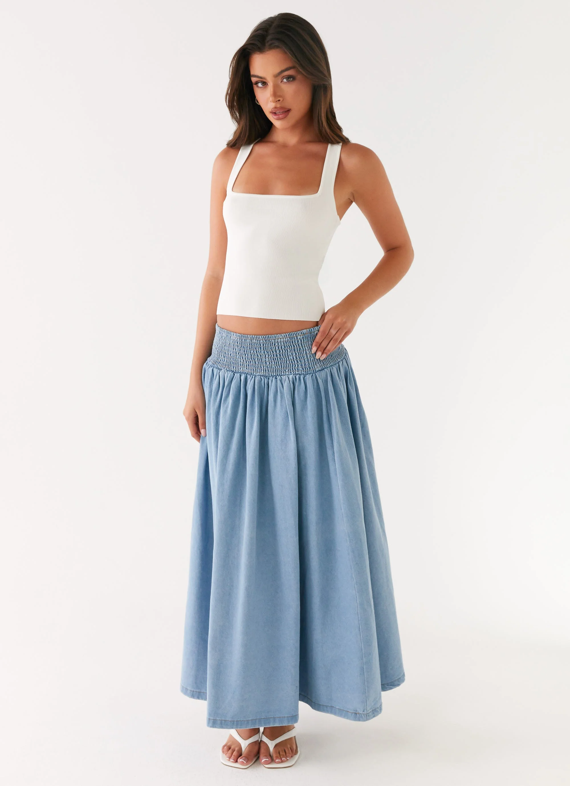 Heater Midi Skirt - Washed Blue - Image 5